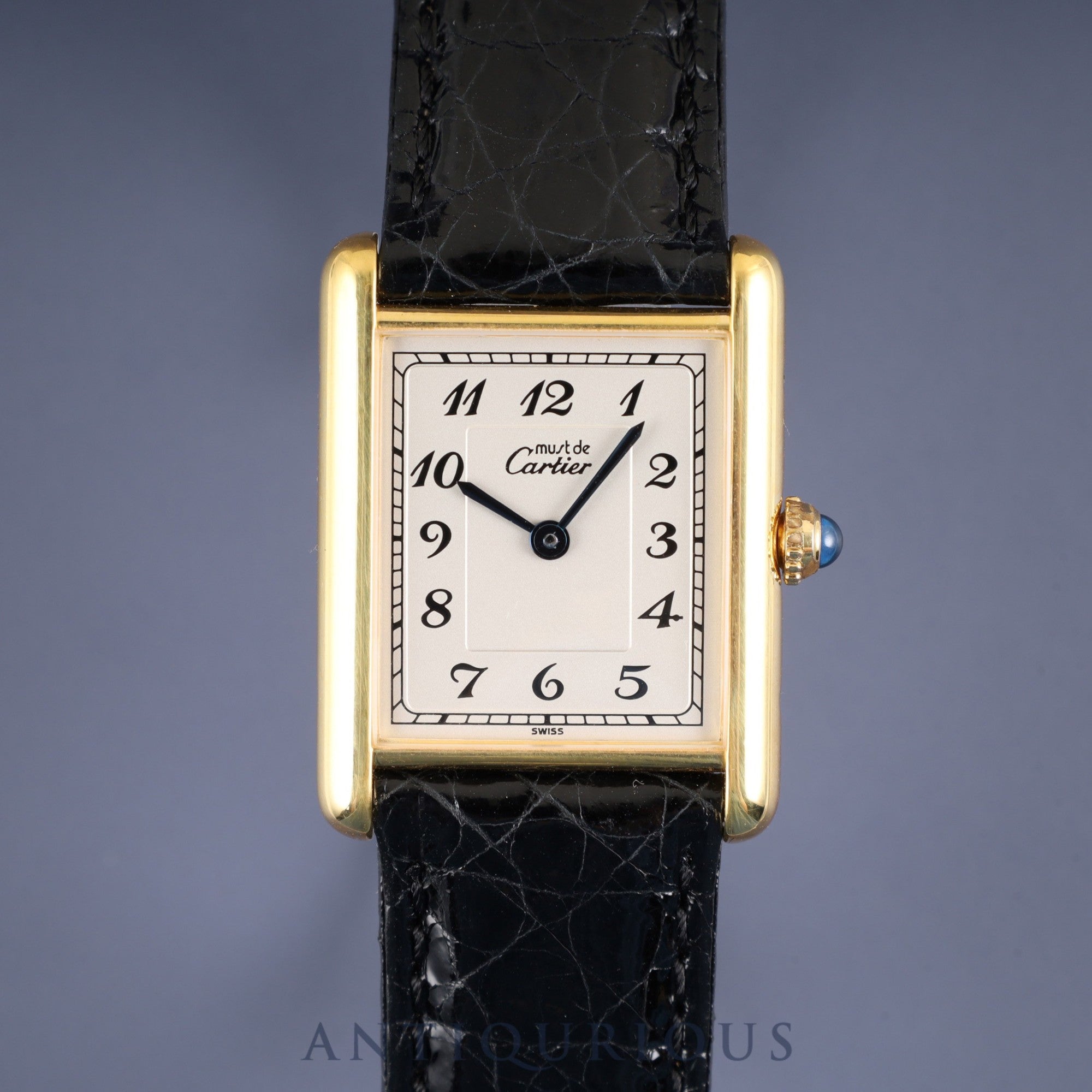 カルティエ マストタンク LM 590005 クォーツ Cal.90 SV925 革 純正尾錠(GP) アラビア文字盤 オーバーホール済み 新品仕上げ済み