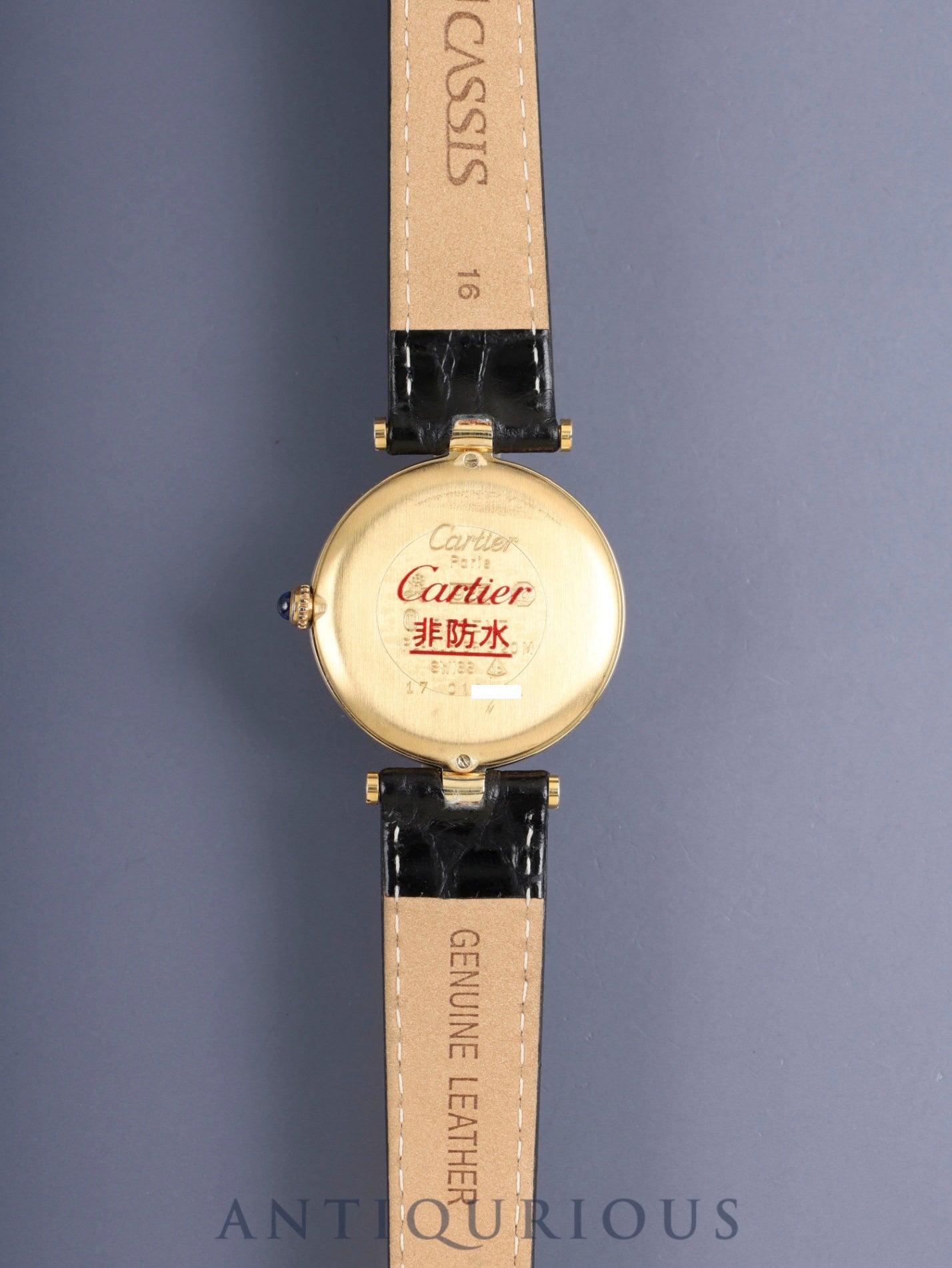 カルティエ マスト ヴァンドーム VLC LM 17 クォーツ SV925 革 純正ピンバックル(GP)アラビア文字盤 カルティエブティックにてコンプリートサービス済み