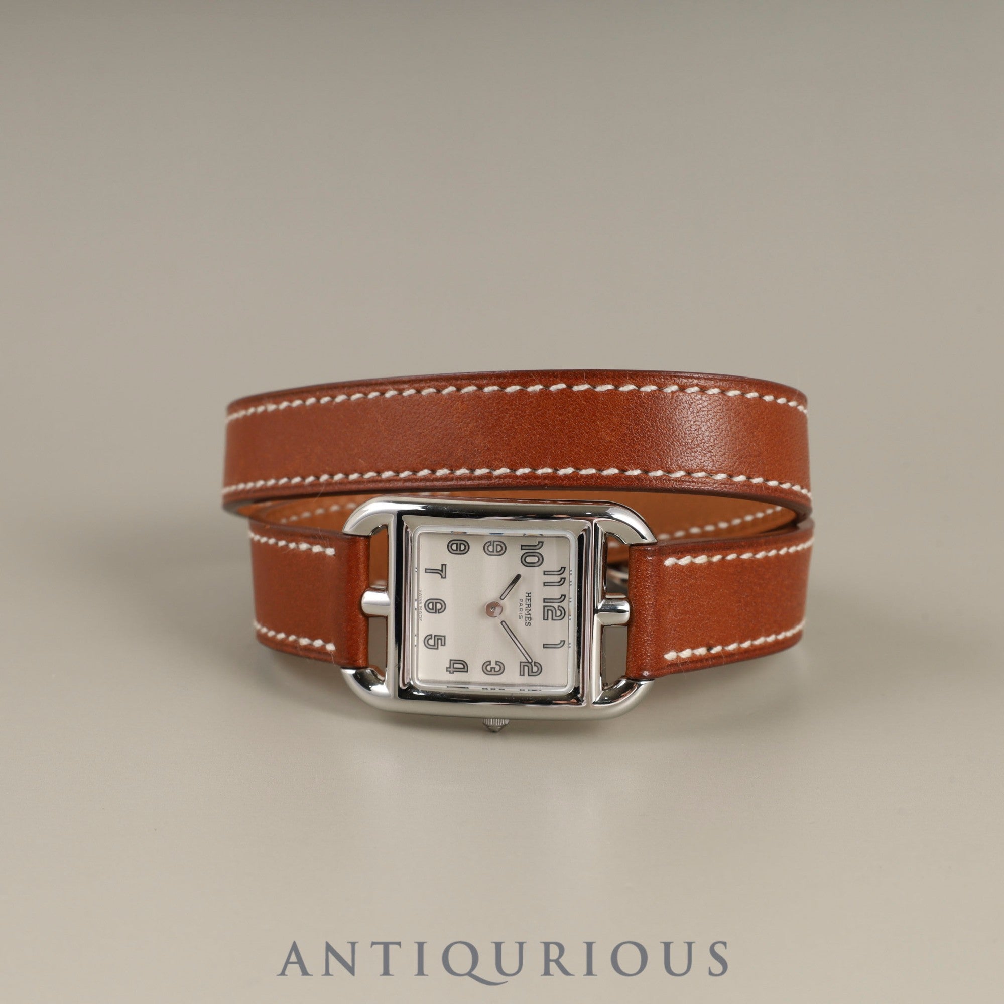 Hermès Cape Cod CC1.210 Quartz Caliber 976.001 Stainless Steel Watch with Genuine Leather Strap and Genuine Stainless Steel Buckle, Silver Dial, Box, Booklet, Warranty Card (2006) Overhauled