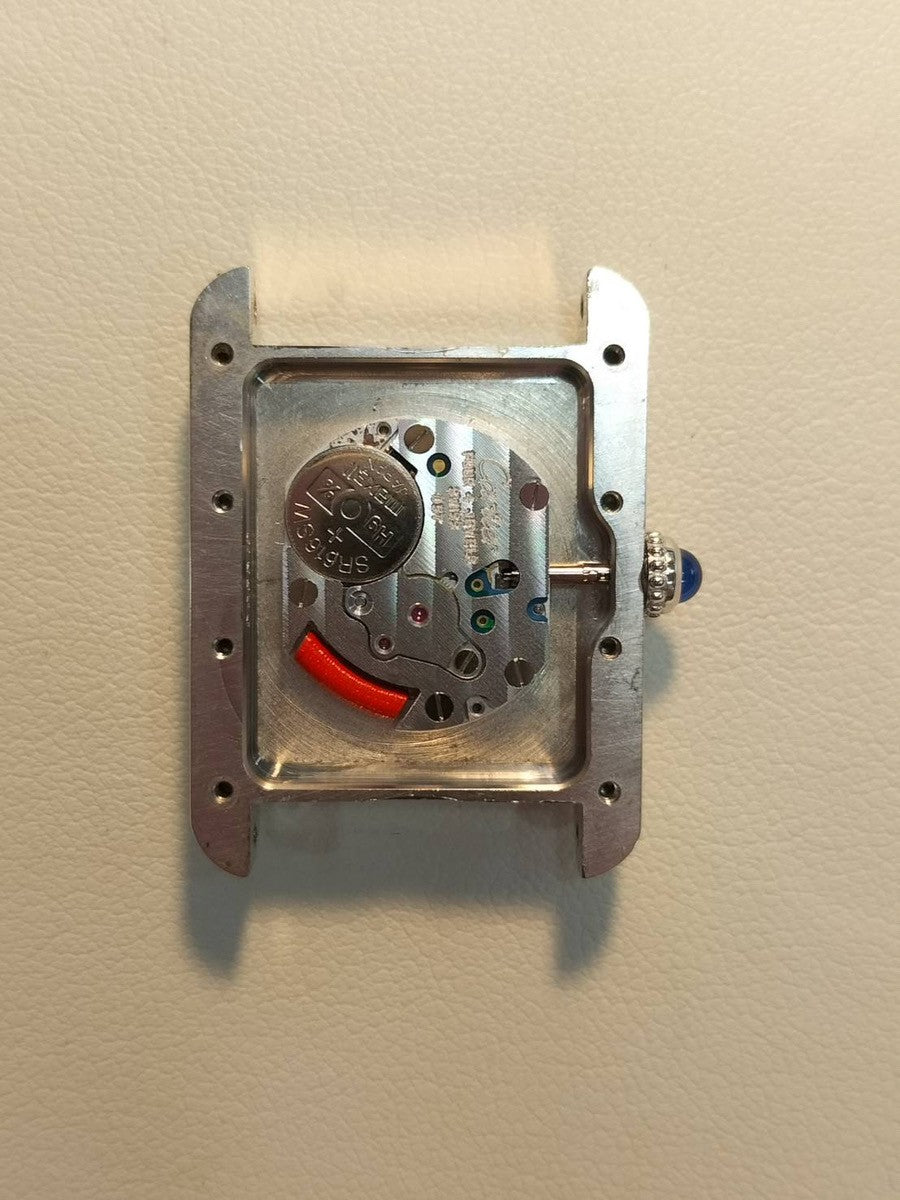 カルティエ マストタンク MM 2416 クォーツ Cal.057 SV925 純正革ベルト(使用感あり) 純正Dバックル(SS) ピンクローマン文字盤 クリスマス限定 オーバーホール済み