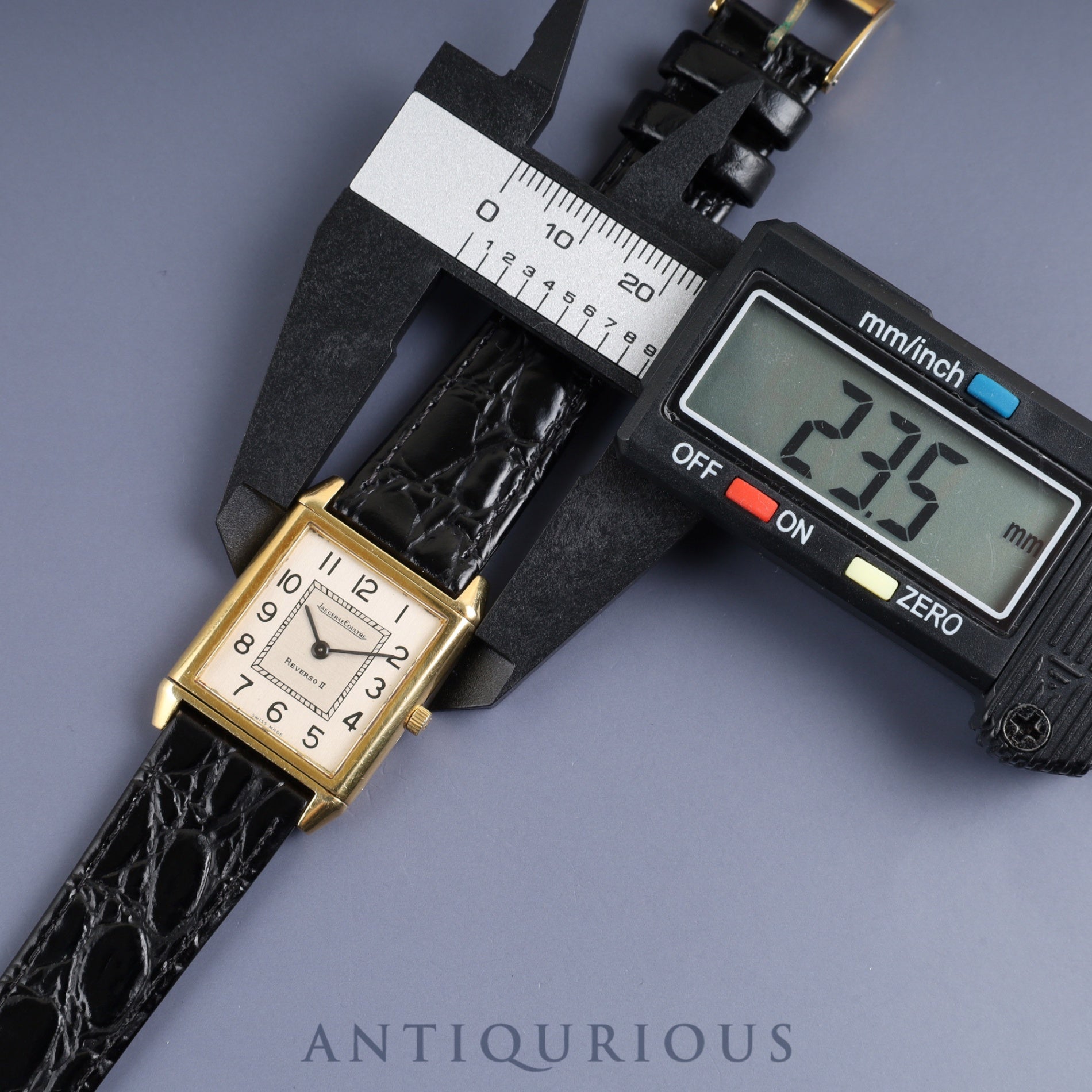 ジャガー・ルクルト レベルソⅡ 1410031 手巻き Cal.- 750 革 純正尾錠(GP) シルバーアラビア文字盤 1980年代製 オーバーホール済み