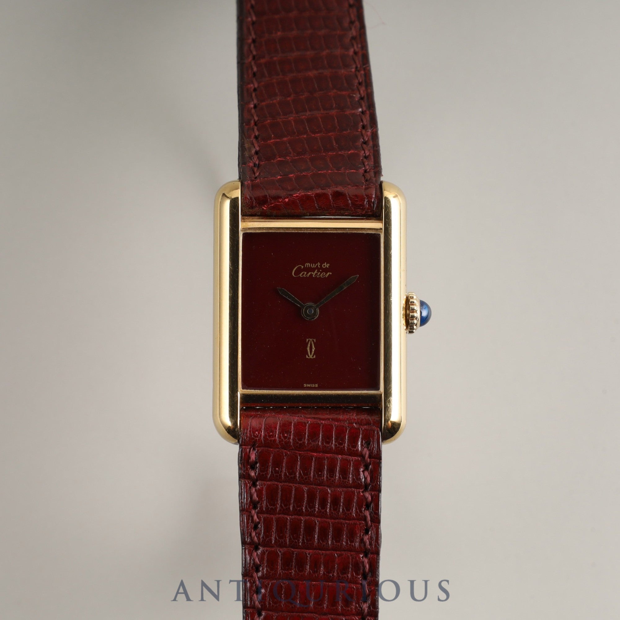 Cartier Must Tank SM Manual winding SV925 Genuine leather strap Genuine buckle (GP) Garnet dial Bordeaux dial Overhauled