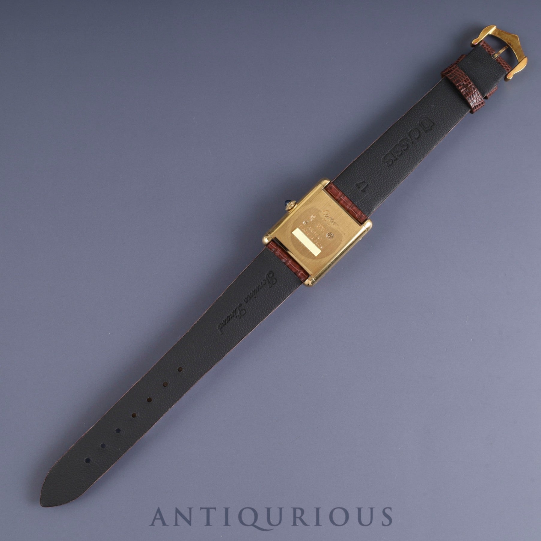 カルティエ マストタンク LM 手巻き Cal.78-1 SV925 革 純正尾錠(GP) ガーネットダイアル ボルドー文字盤オーバーホール済み