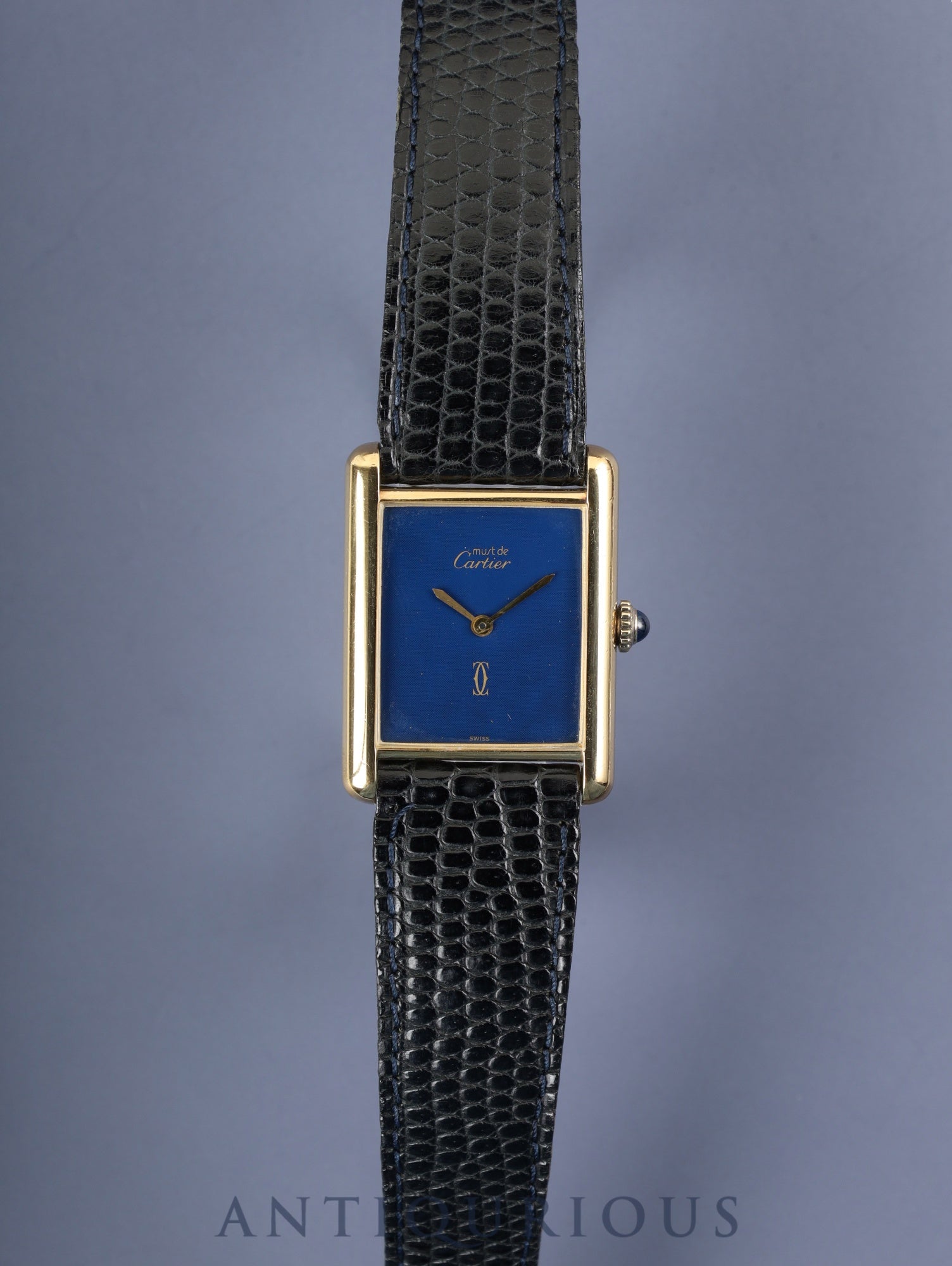 カルティエ マストタンク LM 手巻き Cal.78-1 SV925 純正革ベルト(使用感あり)純正尾錠(GP)ラピスラズリ文字盤(クラック)オーバーホール済み