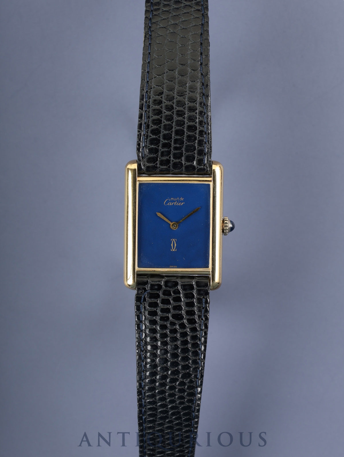 Cartier Must Tank LM Manual Winding Cal. 78-1 SV925 Genuine Leather Strap (Slightly Used) Genuine Buckle (GP) Lapis Lazuli Dial (Cracked) Overhauled