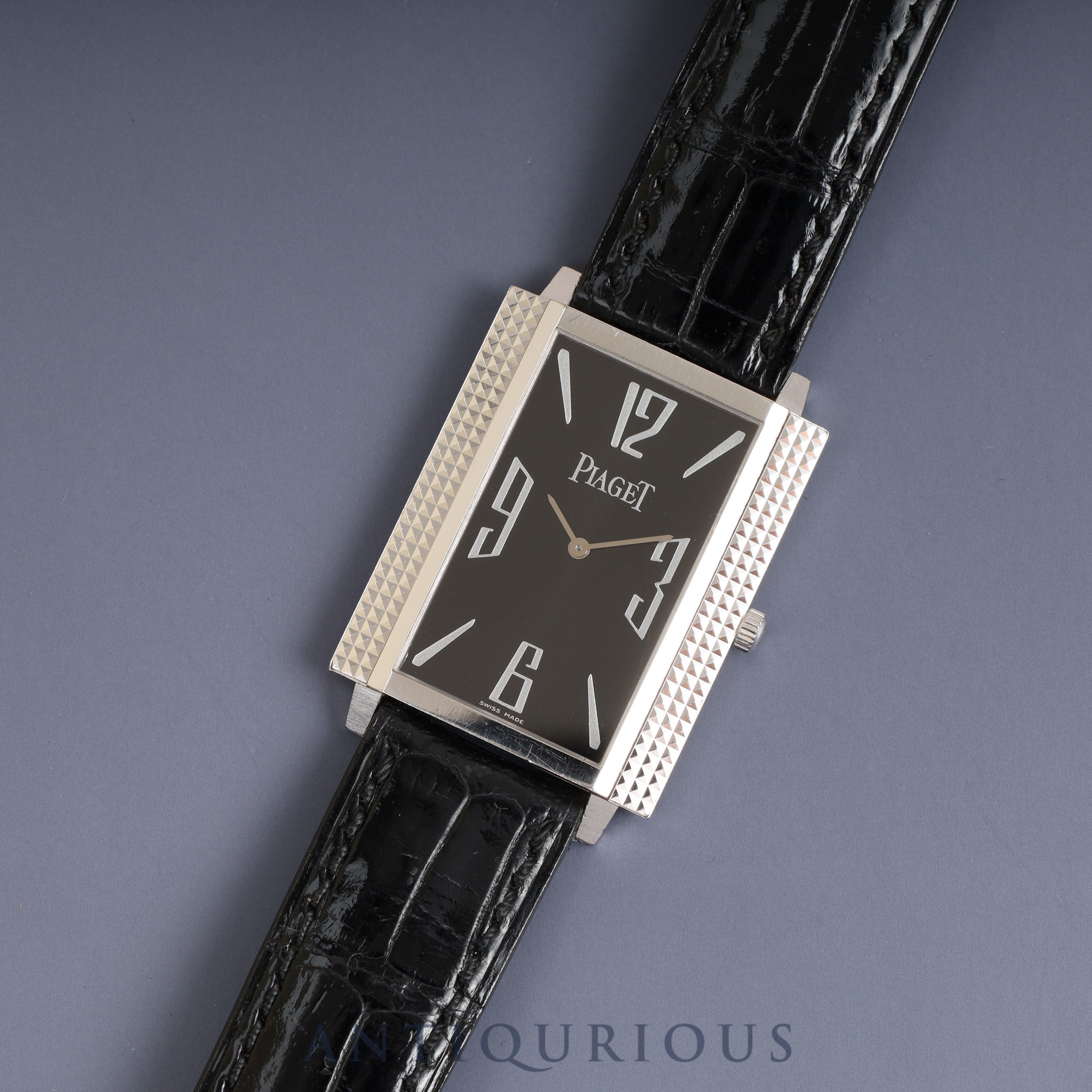 ピアジェ 1967 スクエア 90300 手巻き Cal.430P WG 革 純正尾錠(750)ブラックアラビア文字盤 オーバーホール済み