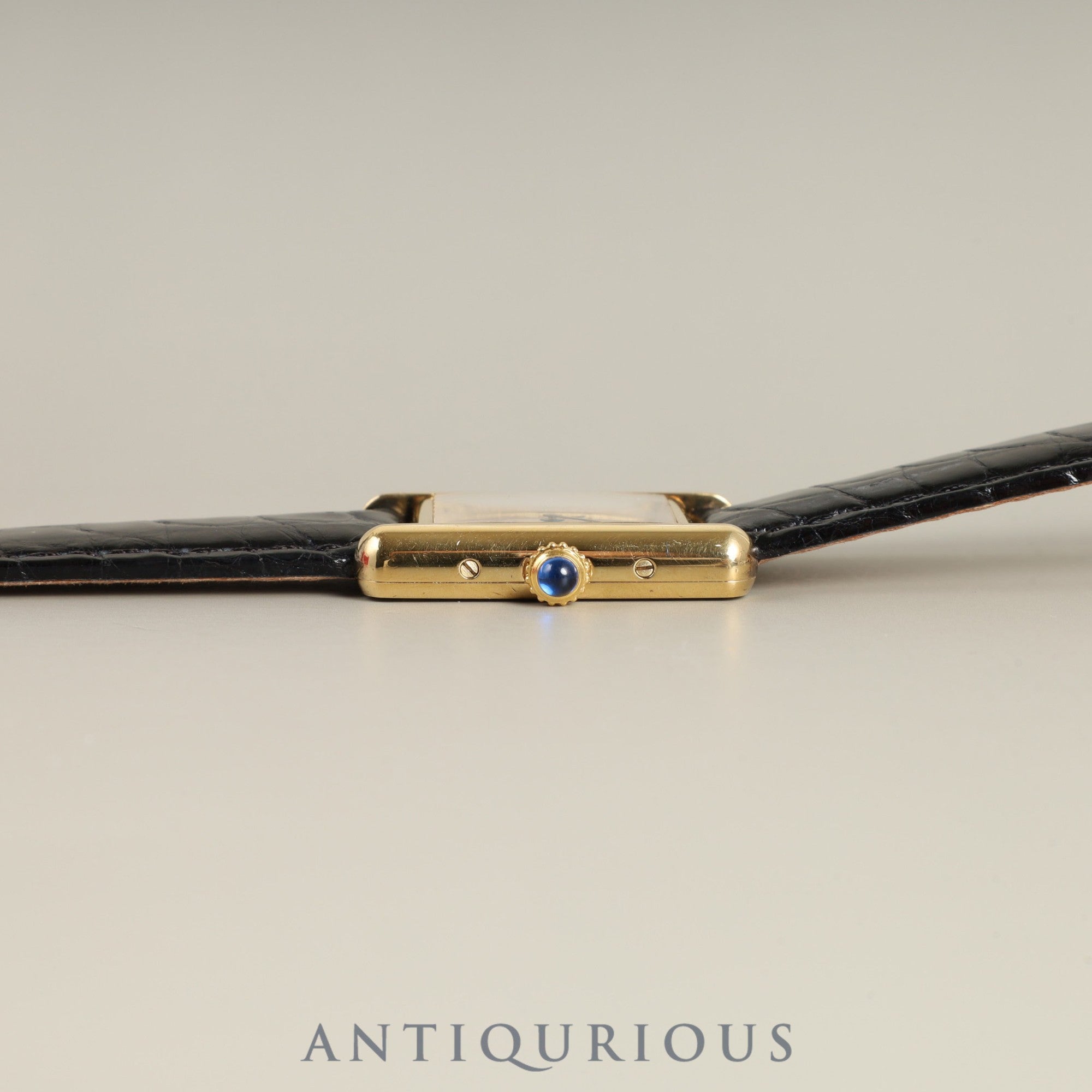 Cartier Must Tank SM 5057001 Quartz Cal.057 SV925 Leather Genuine D-buckle (GP) Opalan dial Box Overhauled