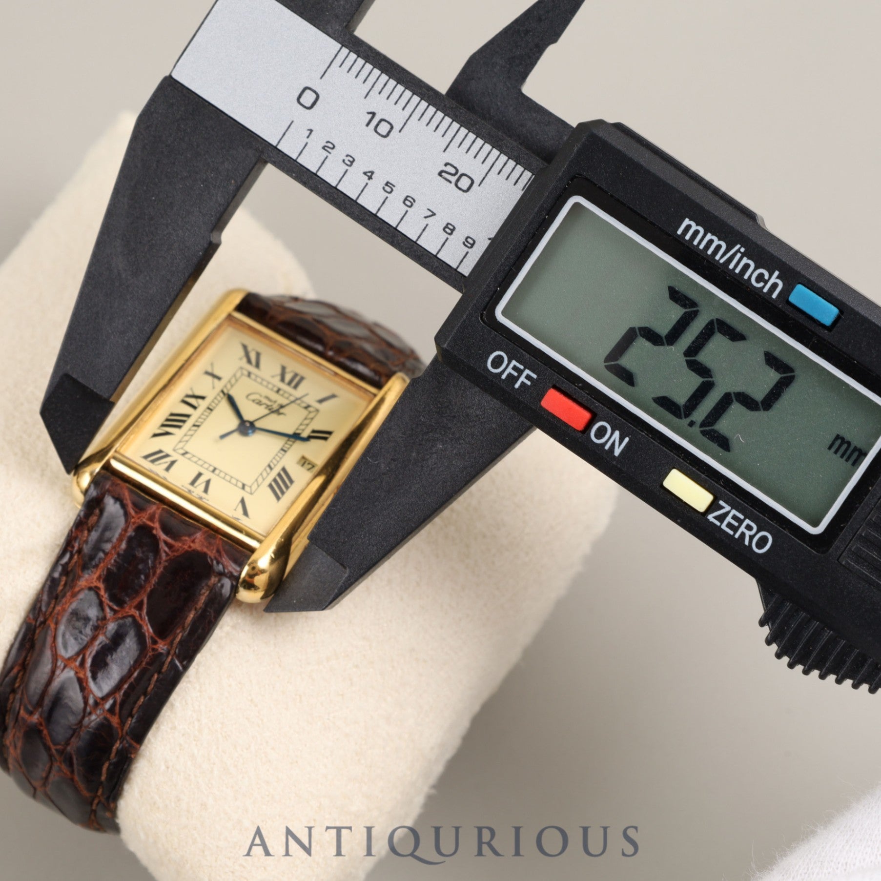 Cartier Must Tank GM (XL) W1017454 / 2413 Quartz Cal.687 SV925 Leather Genuine D Buckle (GP) Ivory Dial Overhauled