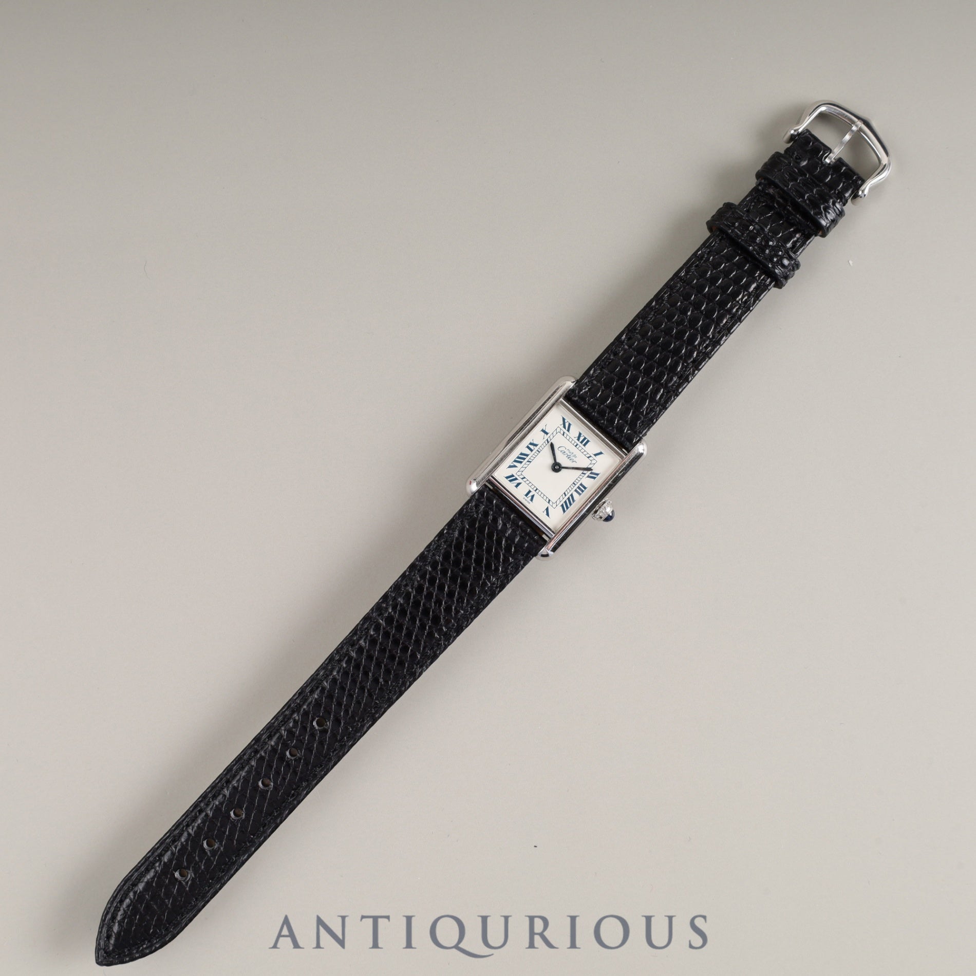 Cartier Must Tank SM 6057002 Quartz Cal.057 SV925 Leather Genuine Buckle (SS) White Roman Dial Box Overhauled