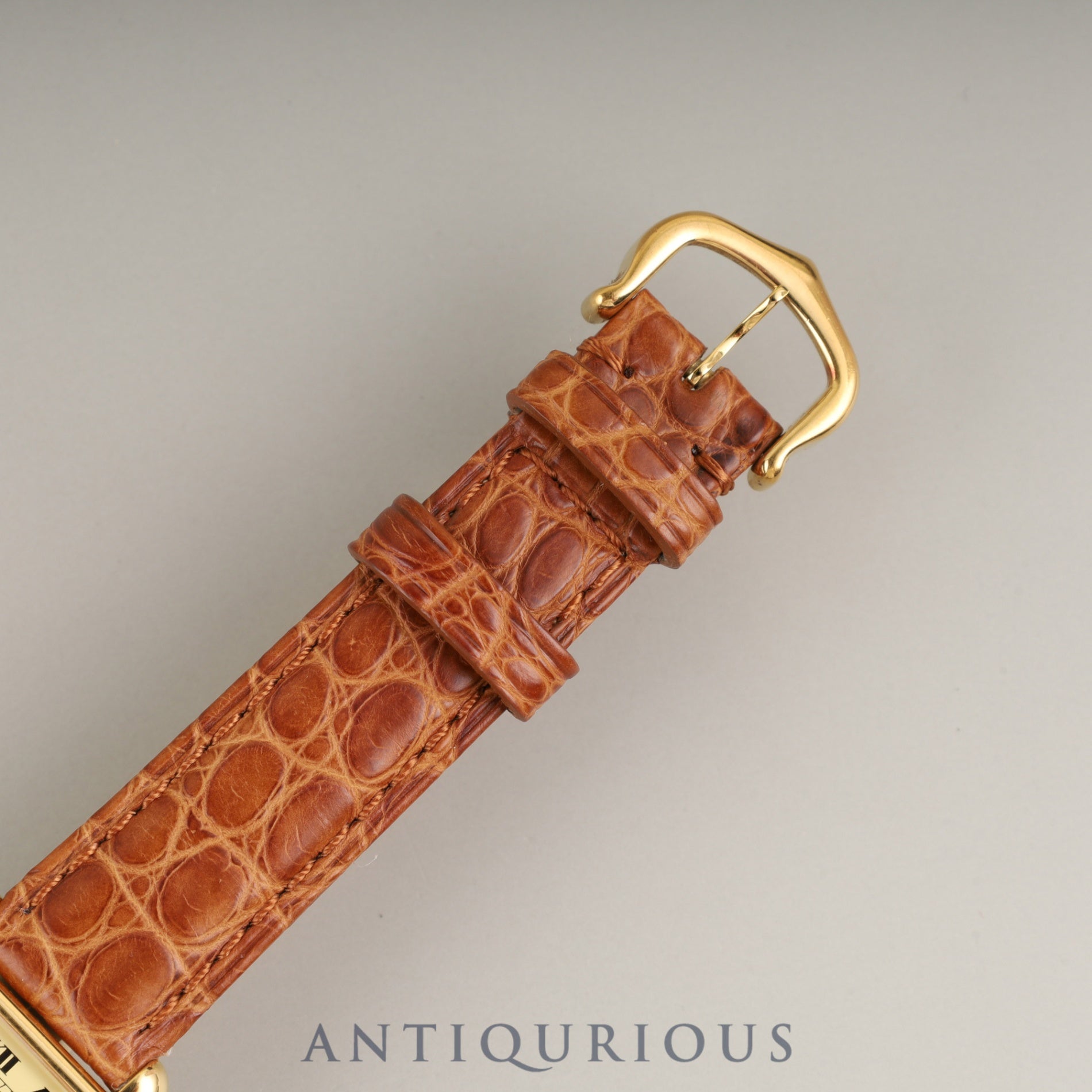 Cartier Must Tank SM 5057001 Quartz Caliber 057 SV925 Leather Strap with Genuine GP Buckle Ivory Roman Dial Overhauled and Finished to Look Like New