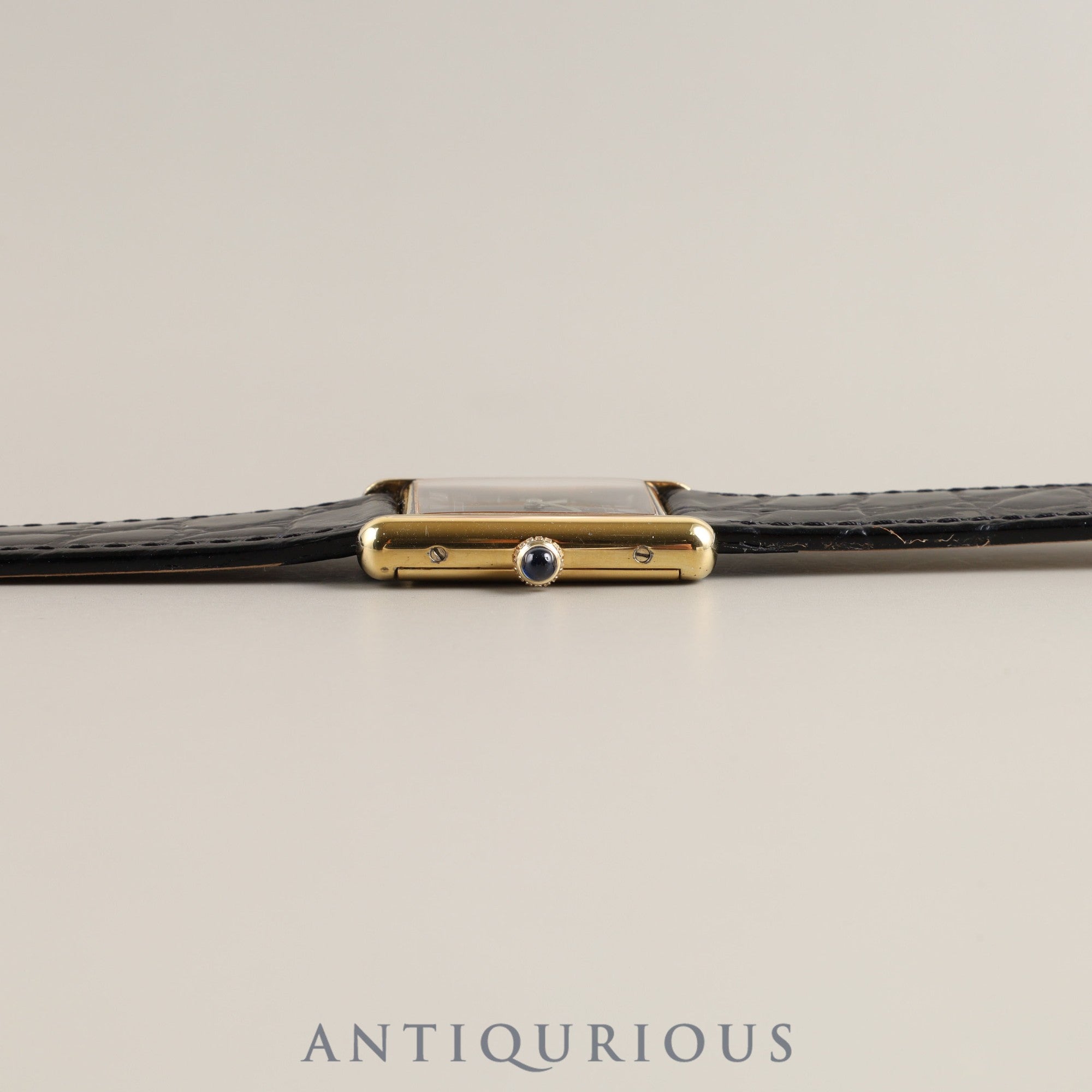 Cartier Must Tank LM Manual winding Cal.78-1 SV925 Leather Genuine buckle (GP) Black Roman dial Overhauled