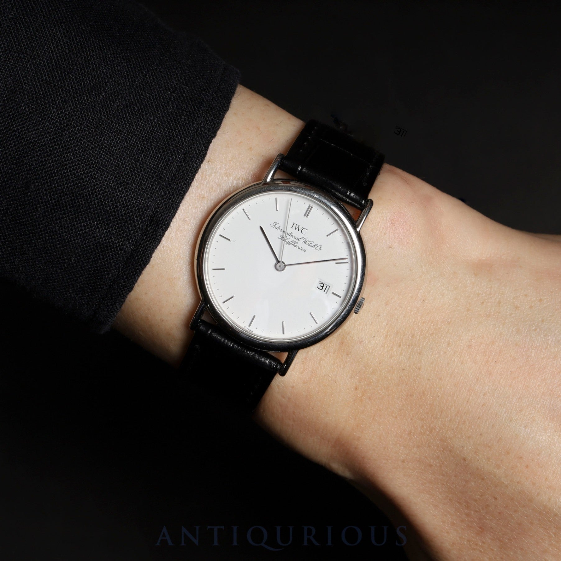 IWC Sea Portofino 3331 Quartz Movement, Caliber IWC2210, Stainless Steel, Leather Strap, Genuine Stainless Steel Buckle, White Dial, Overhauled