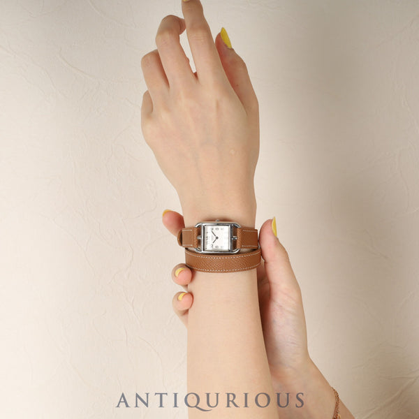 エルメス ケープコッド CC1.210 クォーツ Cal.976.001 SS 革 純正尾錠(SS) シルバー文字盤 箱 冊子 保証書(2003年)純正革ベルト(□G刻:2003年、使用感あり)オーバーホール済み