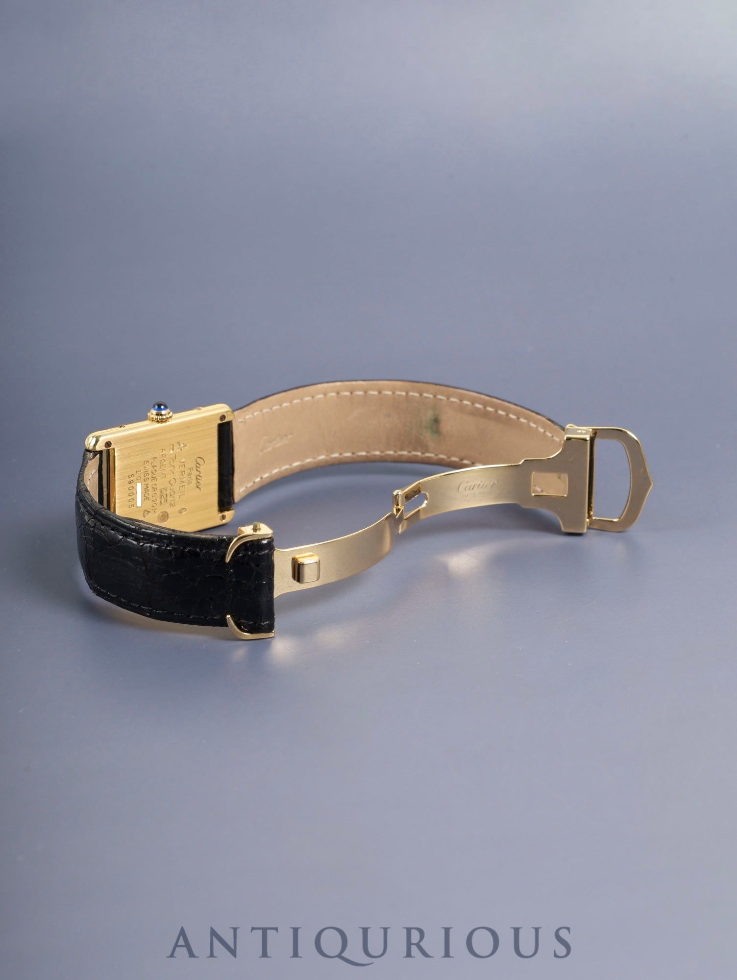 Cartier Must Tank LM 590005 Quartz Cal.90 SV925 Leather Original GP Deployment Buckle Center Gray Roman Dial (SWISS Dial) Overhauled, Polished