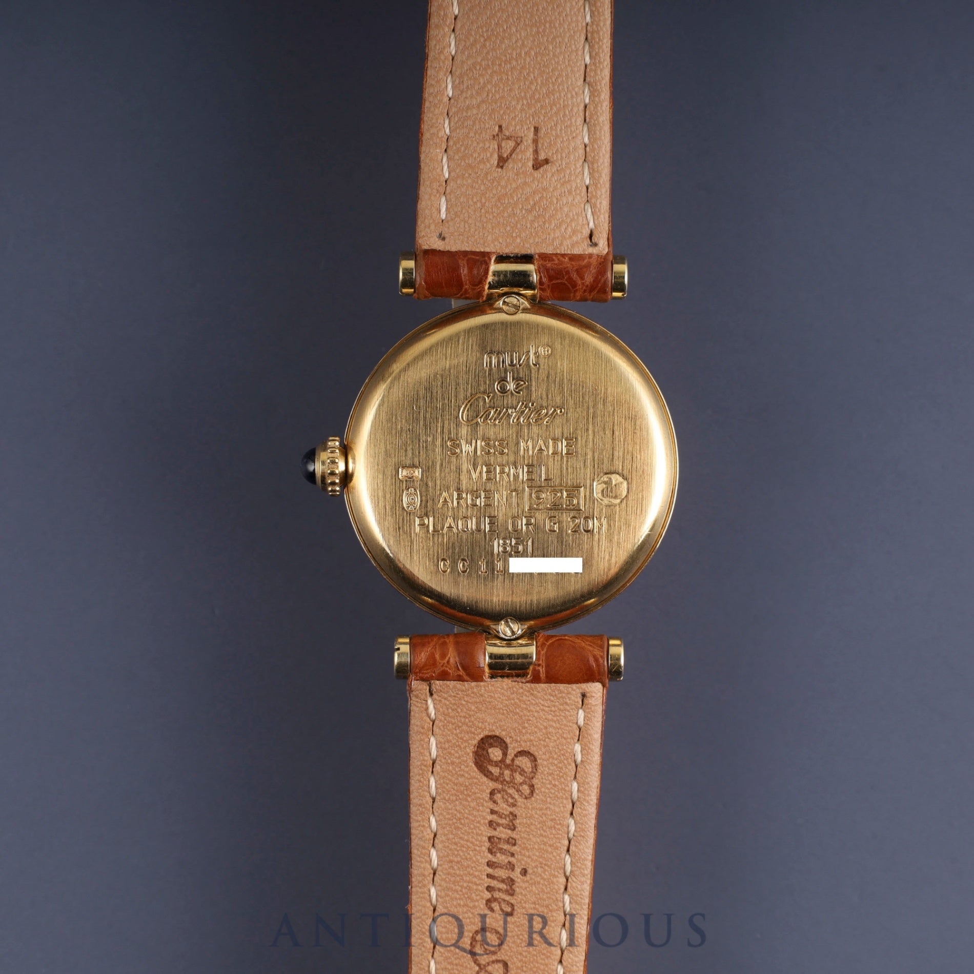 カルティエ マスト ヴァンドーム VLC SM 1851 クォーツ Cal.90 SV925 革 純正Dバックル(GP)オパラン文字盤 オーバーホール済み