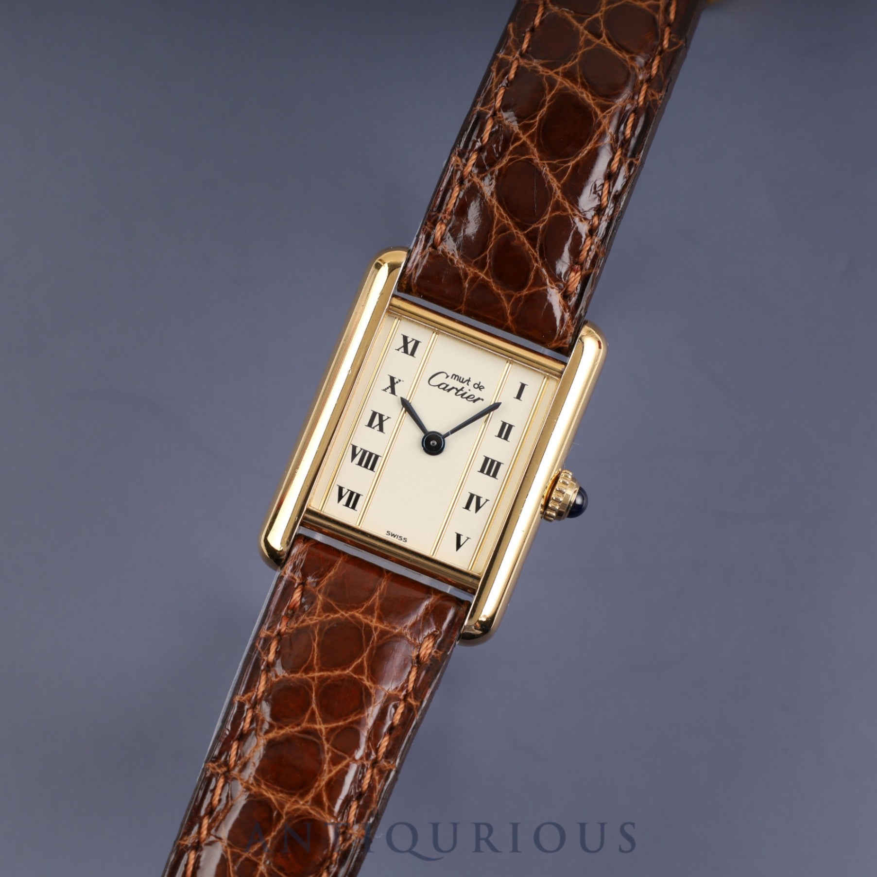 Cartier Must Tank SM QZ W1003053 / 5057001 Cal.57 SV925 Leather Genuine Buckle Straight Roman Dial Box