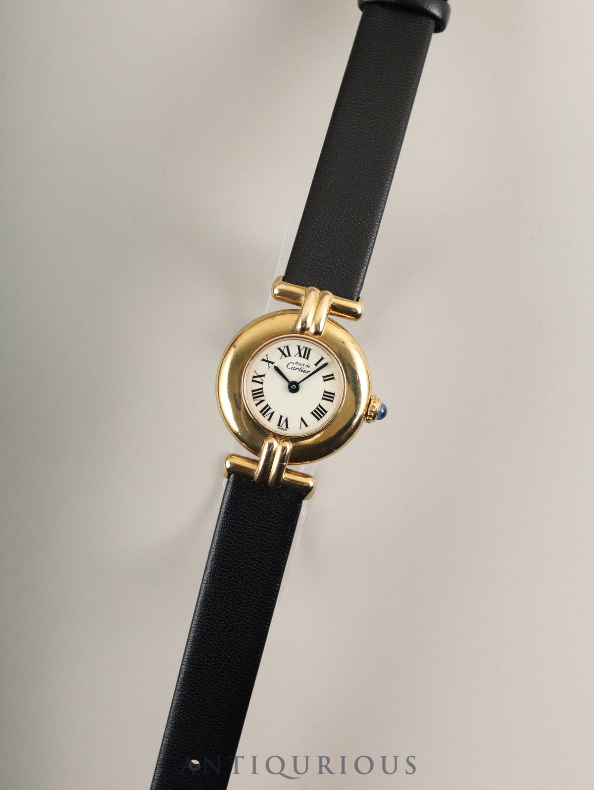 Cartier Must Colisee 590002 Quartz Caliber 90 SV925 Leather Strap with Genuine GP Buckle, Ivory Dial, Overhauled