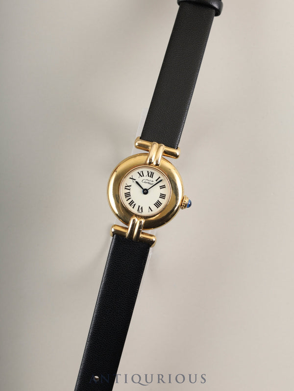 カルティエ マストコリゼ 590002 クォーツ Cal.90 SV925 革 純正尾錠(GP) アイボリー文字盤 オーバーホール済み