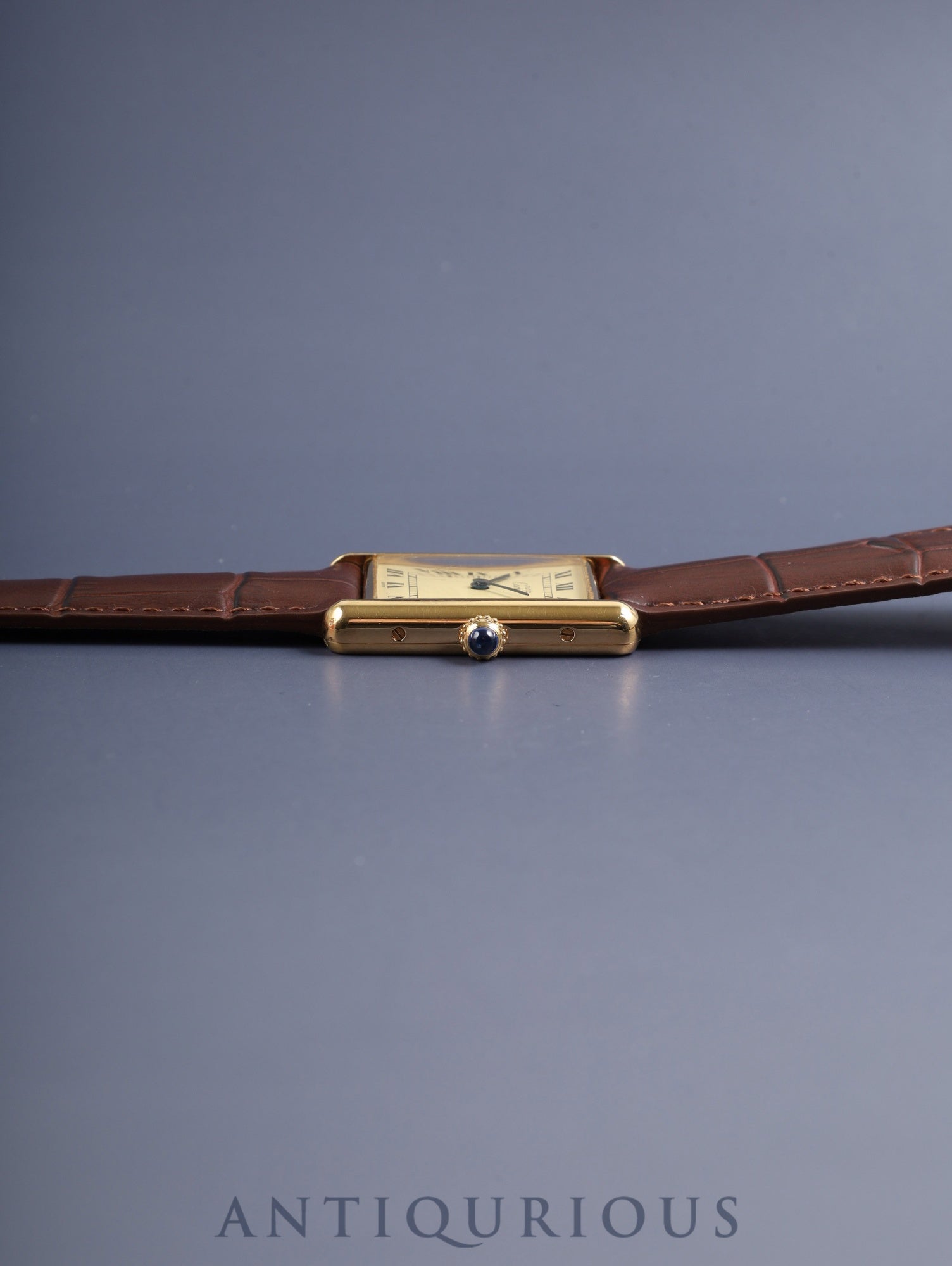 カルティエ マストタンク LM 590005 クォーツ Cal.90 SV925 革 純正尾錠(GP)アイボリーローマン文字盤(SWISS表記) オーバーホール済み