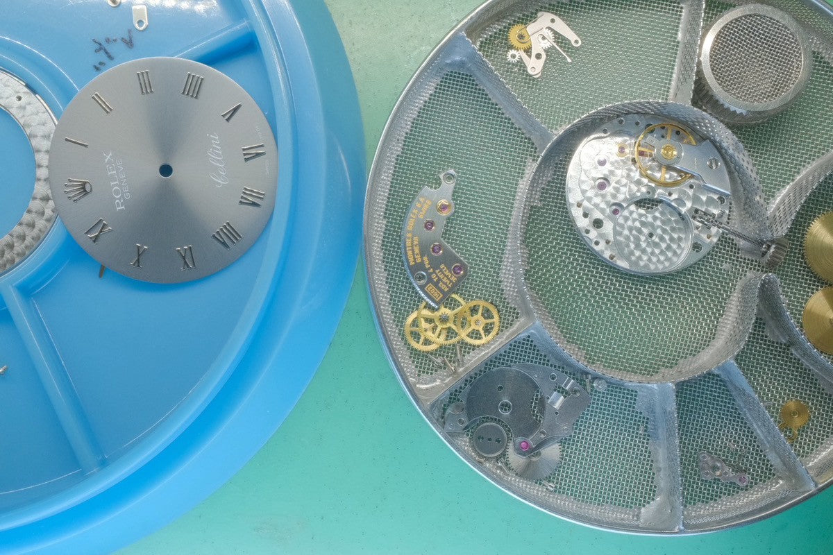 ロレックス チェリーニ 5116/9 手巻き Cal.1602 750 革 純正尾錠(750) グレーローマン文字盤 箱 保証書(2011年) オーバーホール済み