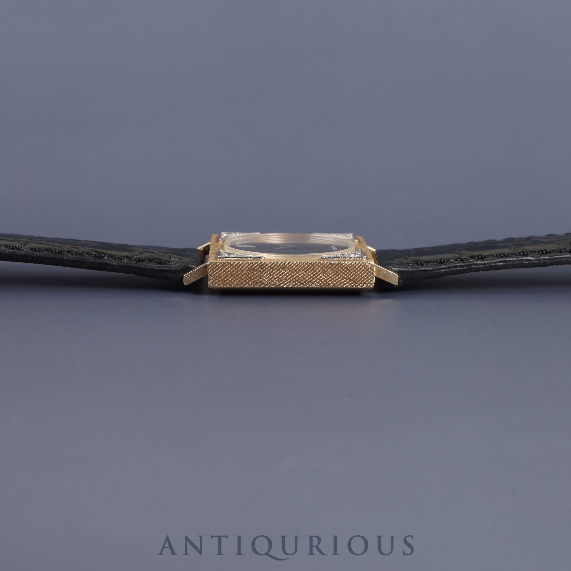 ロンジン タキシードウォッチ 手巻き Cal.528 14KT 革 ブラック文字盤 25.5×25.5mm 1950年代 オーバーホール済み