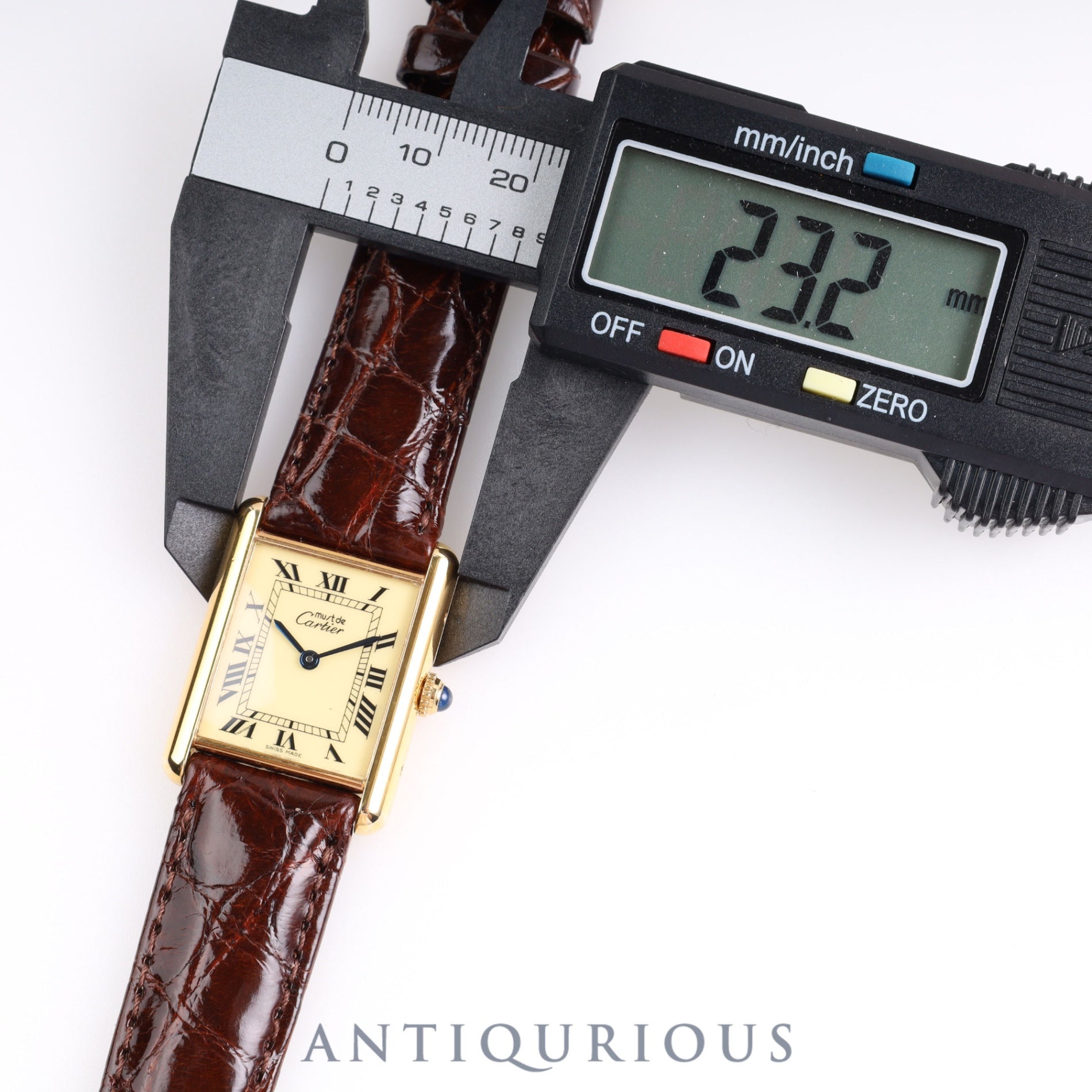 Cartier Must Tank LM QZ 590005 SV925 Leather Genuine Buckle Ivory Roman Dial Complete Service Completed