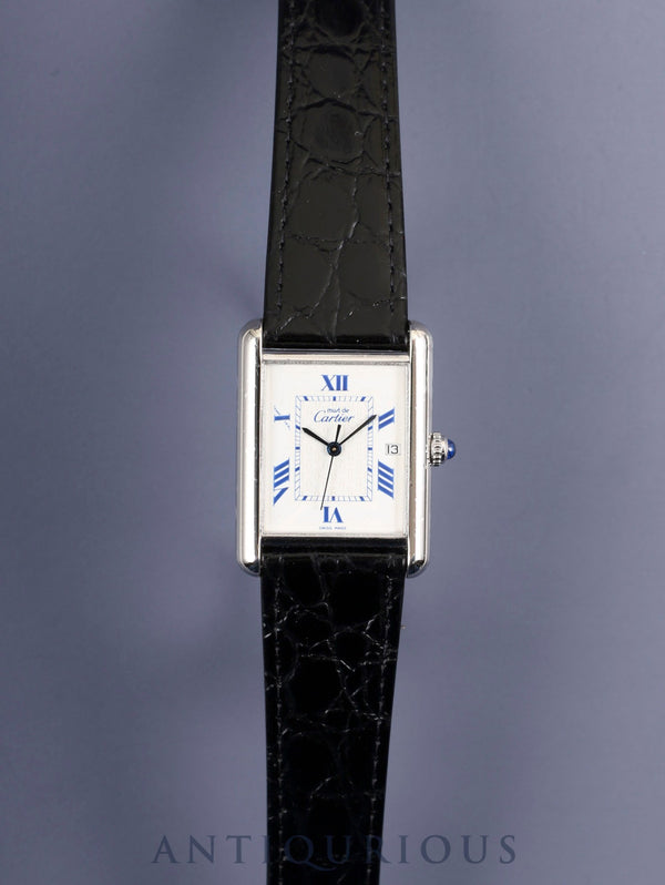 Cartier Must Tank GM (XL) W1014154 / 2414 Quartz Caliber 687 SV925 Leather Strap with Genuine Stainless Steel Buckle White Roman Dial (SWISS MADE) Circa 1990-2004 Overhauled