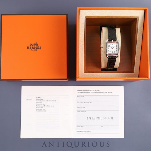 エルメス ケープコッド CC1.190 クォーツ Cal.976.001 750 純正革ベルト  純正尾錠(750)シェル文字盤 19×27mm 箱 保証書(詳細未記載)オーバーホール済み