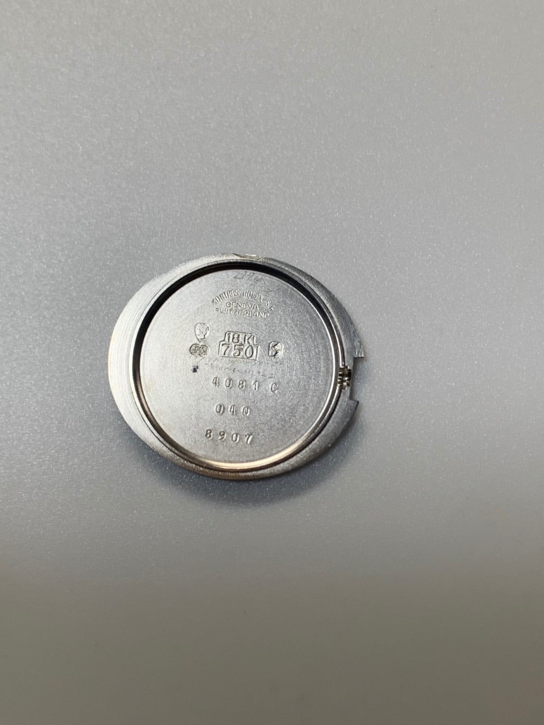 ロレックス チェリーニ 4081 手巻き Cal.1601 750WG 革 純正ピンバックル(SS)シルバー文字盤(SWISS表記) 69番(1981年)純正レザーベルト付き オーバーホール済み