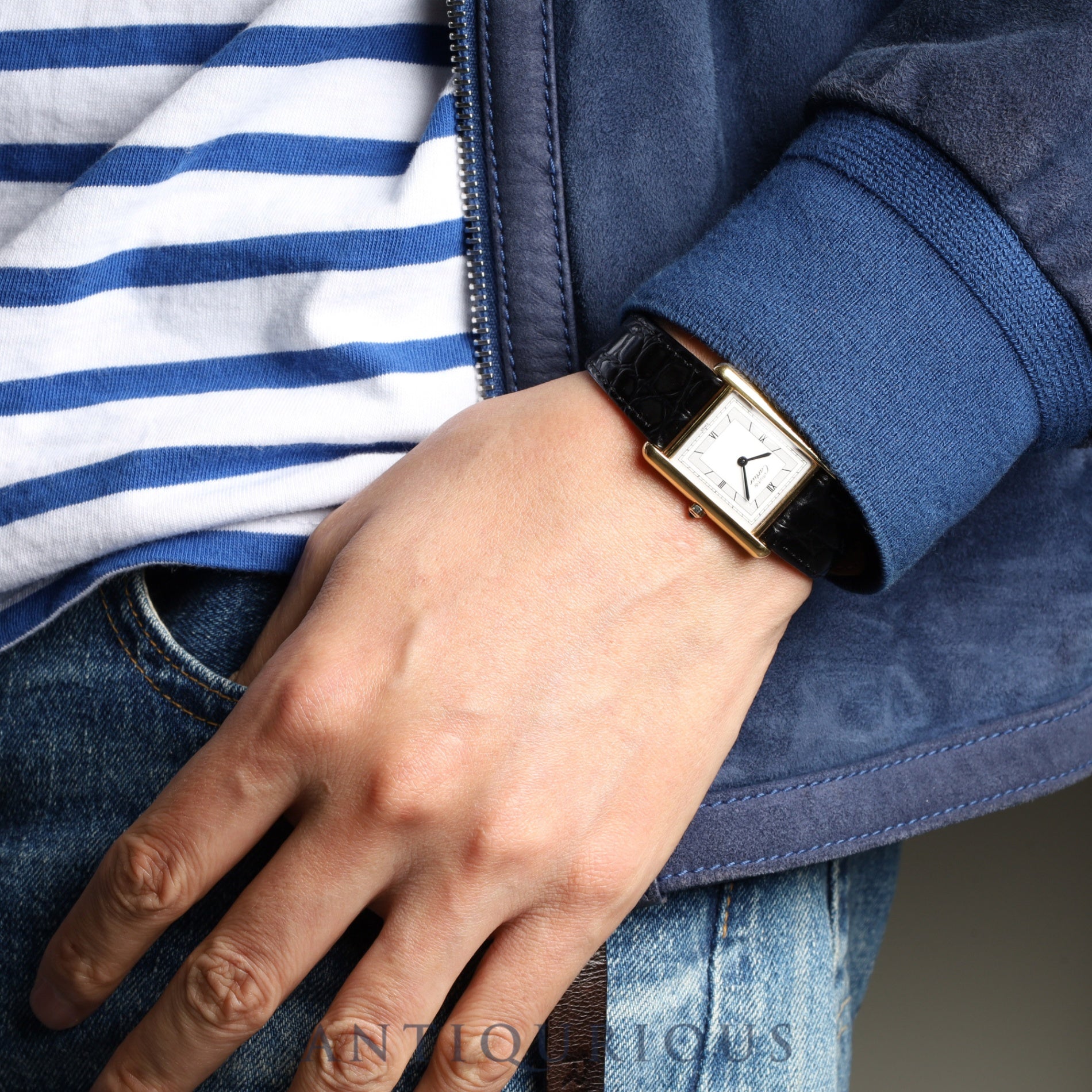 Cartier Must Tank LM 6 81006 Quartz SV925 Leather Genuine Buckle (GP) Grey Roman Dial Complete service (full maintenance) completed at Cartier boutique