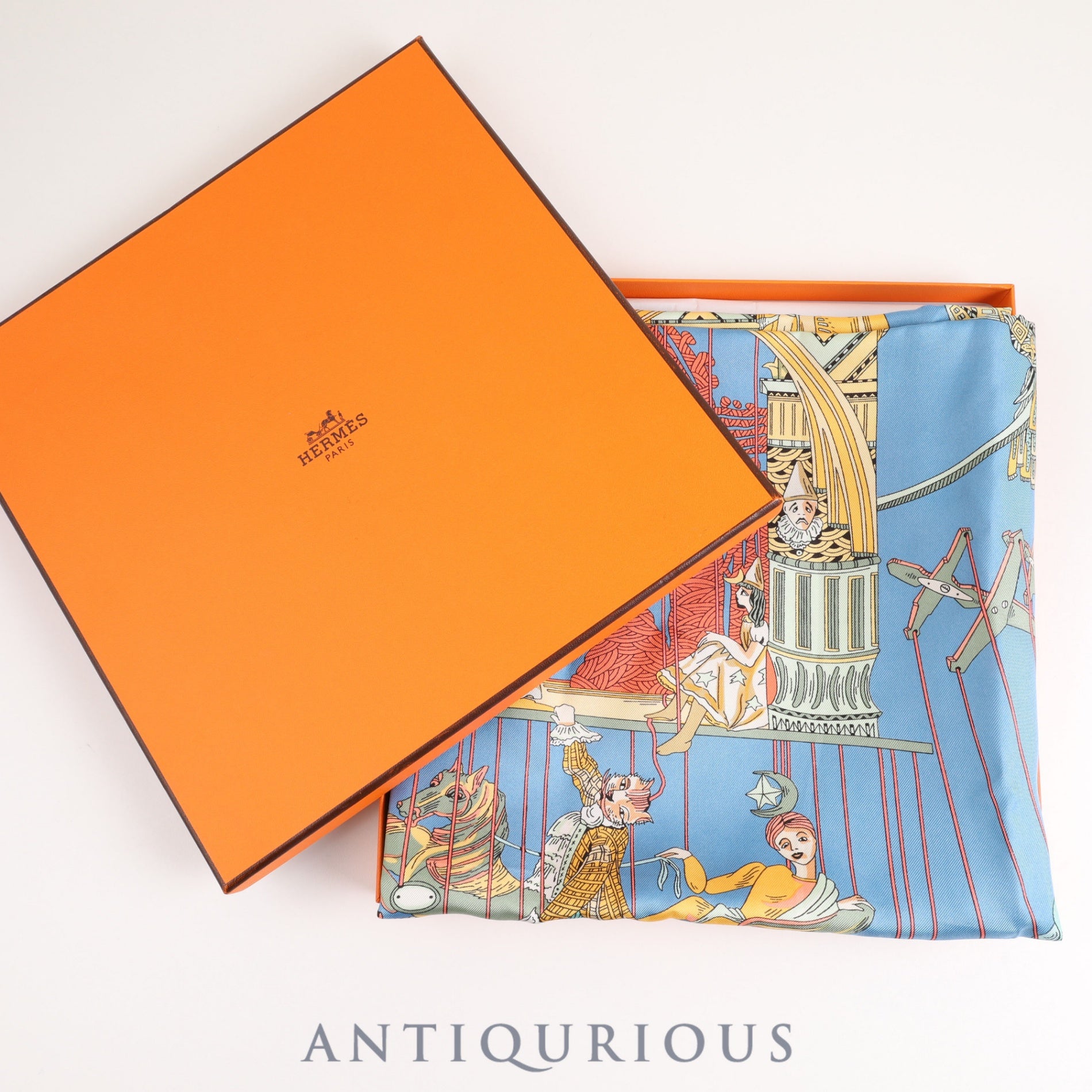 Hermes scarf Carré 90 LE TEMPS des MARIONNETTES Marionette Time SILK 100% Box