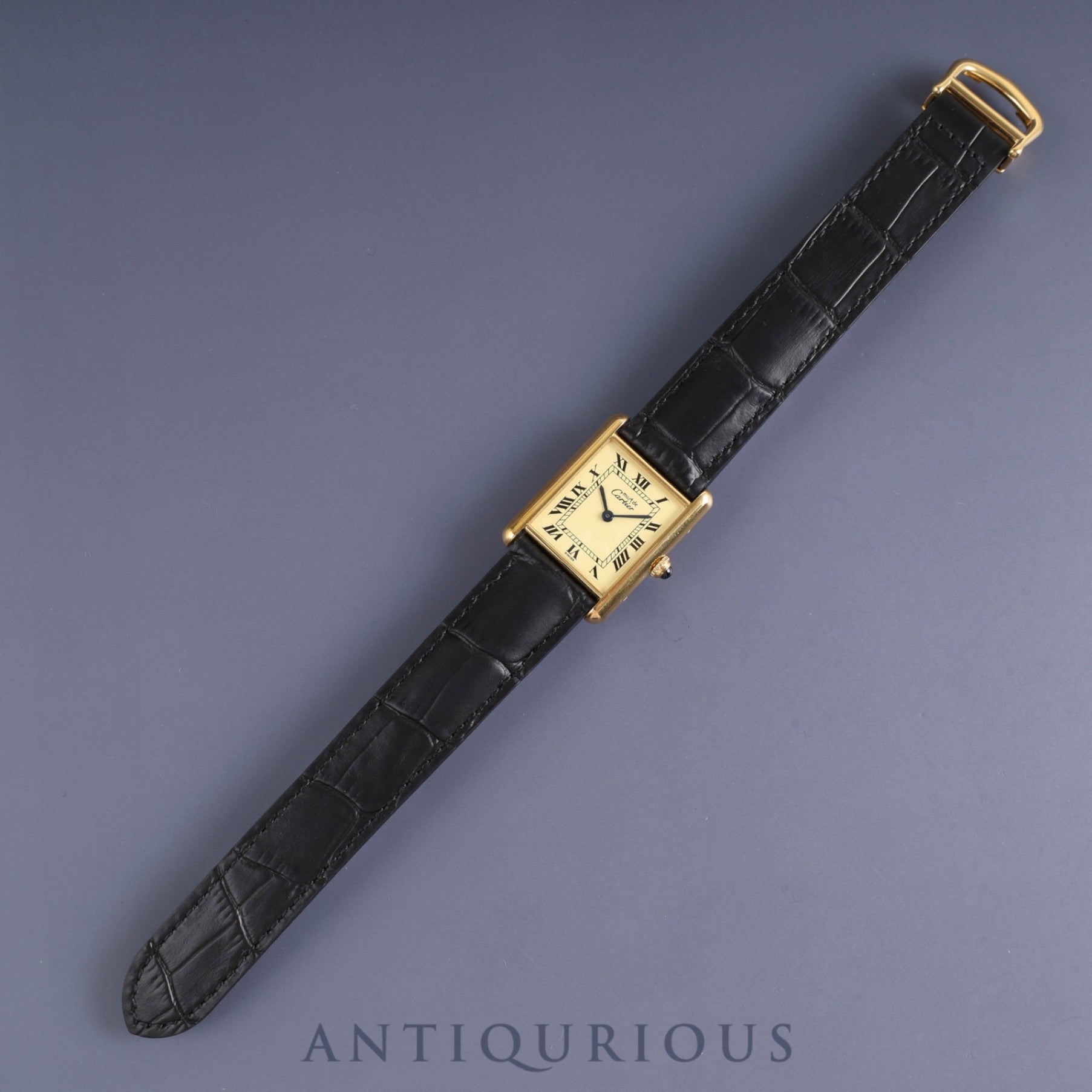 Cartier Must Tank LM 1615 / W1002754 Quartz Cal.90 SV925 Leather Genuine D-buckle (GP) Ivory Roman dial Box Booklet Warranty (1997)