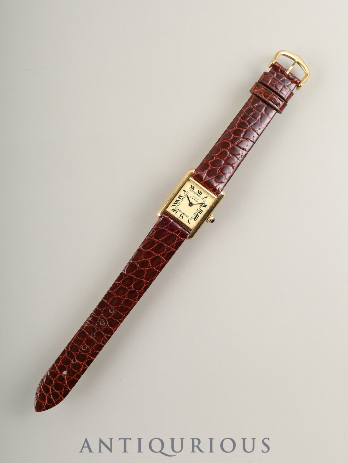 カルティエ マストタンク SM 5057001 クォーツ Cal.057 SV925 革 純正尾錠(GP)アイボリーローマン文字盤(SWISS表記) オーバーホール済み