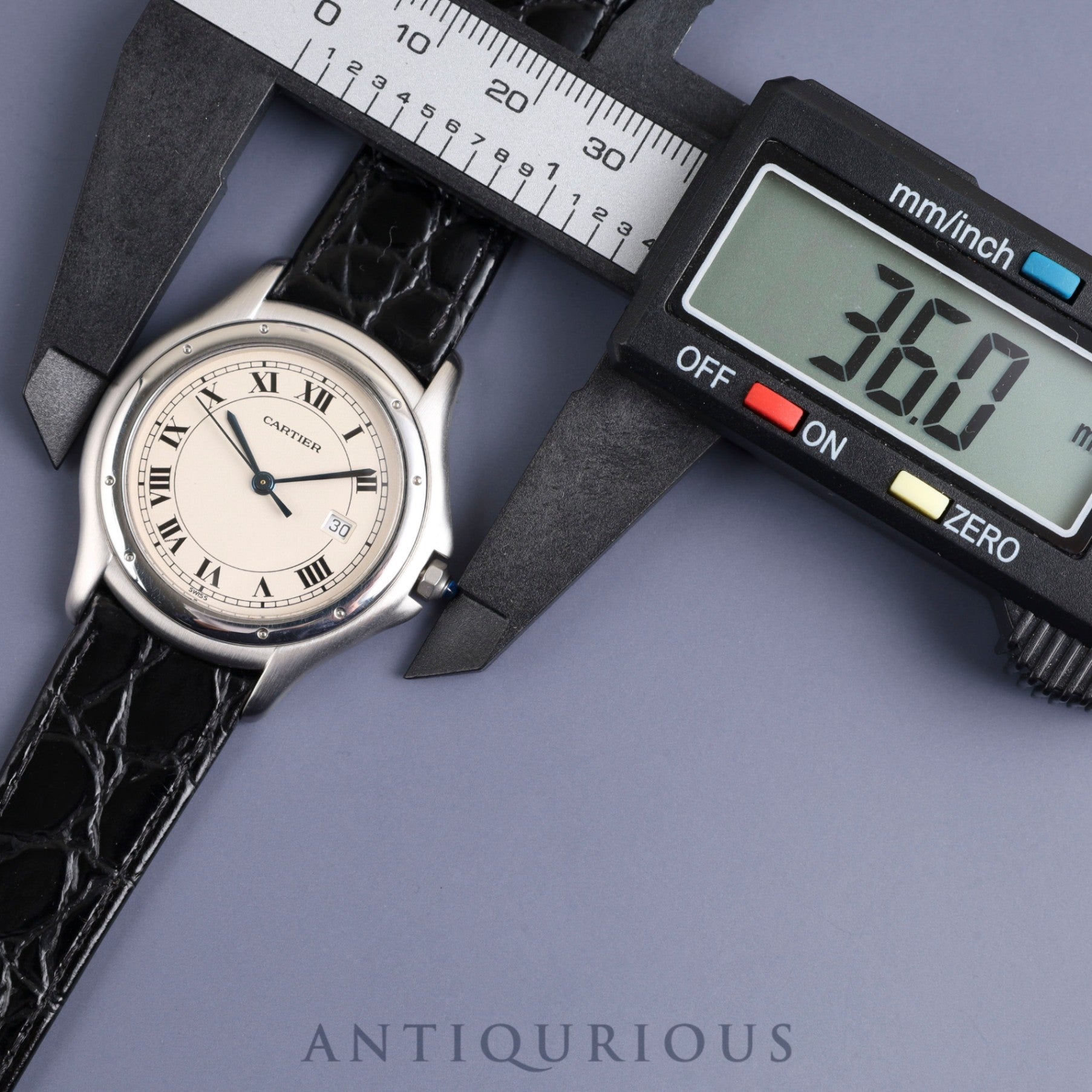 Cartier Panthere Cougar LM W35002F5 / 987904 Quartz SS Leather Genuine Buckle (SS) White Roman Dial Overhauled