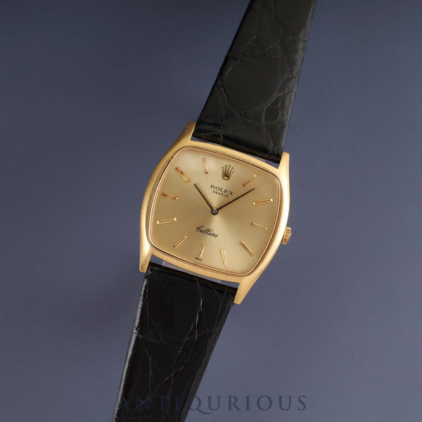 Rolex Cellini 3805 Manual winding Cal.1601 18K Leather Genuine buckle (GP) Gold dial No. 43 (1975) Overhauled