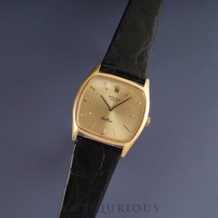 Rolex Cellini 3805 Manual winding Cal.1601 18K Leather Genuine buckle (GP) Gold dial No. 43 (1975) Overhauled