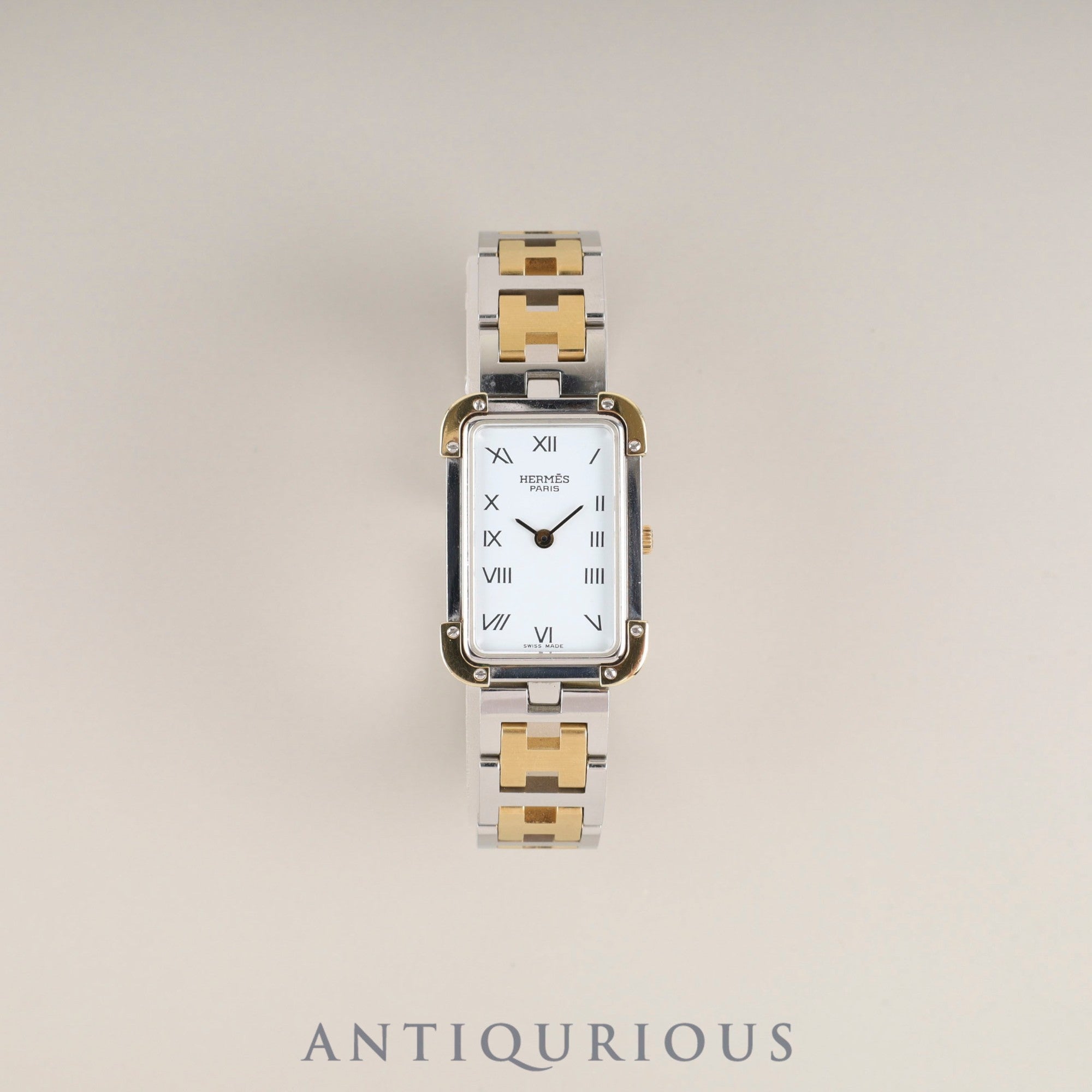 Hermès Cloajour CR1.240 Quartz Cal.976.001 SS/GP SS/GP White Dial Box Booklet Warranty (1996) Overhauled