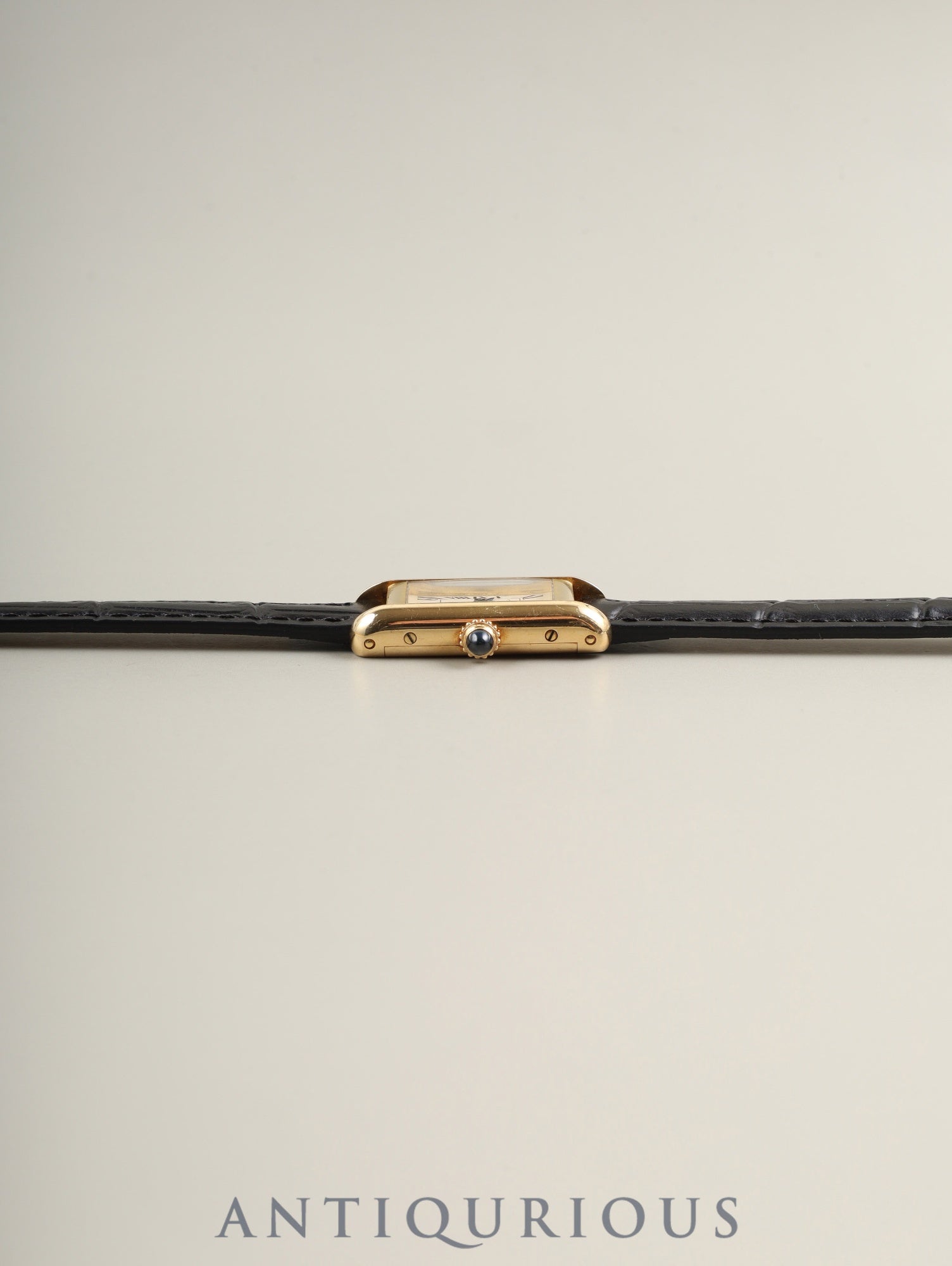 カルティエ タンク アロンジェ SM W1501753 / 828004 クォーツ Cal.028(ETA280.002) 750YG 革 社外ピンバックル(GP) アイボリーローマン文字盤 オーバーホール済み