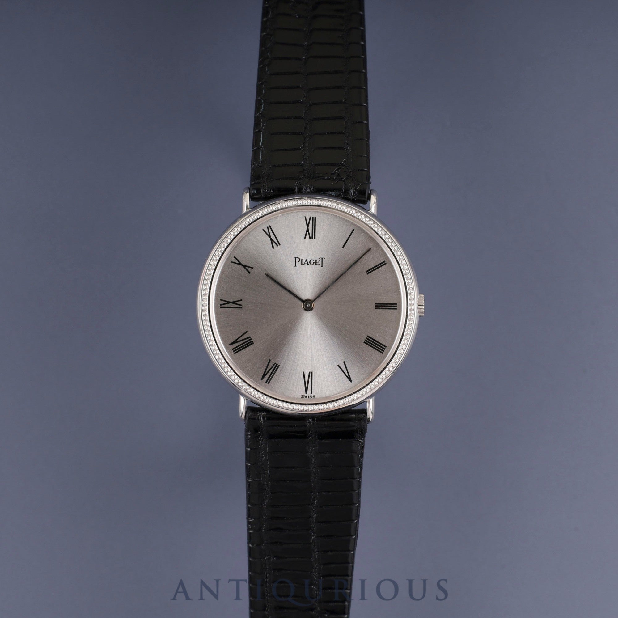 Piaget Round 90239 Manual Winding Caliber 9P2 750 Leather Genuine Buckle (750) Silver Dial Genuine Strap Overhauled