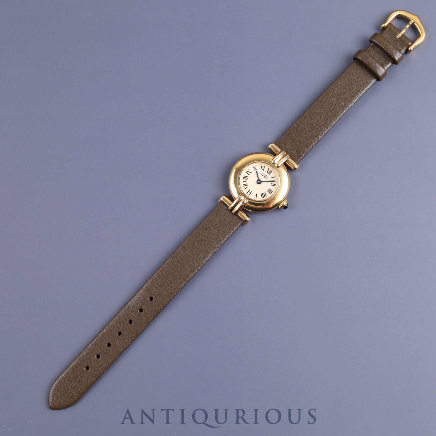 カルティエ マストコリゼ 590002 クォーツ SV925 革 純正尾錠(GP)アイボリーローマン文字盤 1980年代半ば~1994年頃 オーバーホール済み