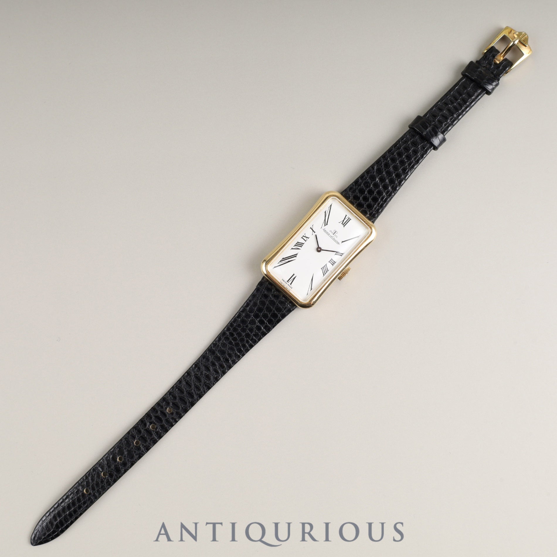 Jaeger-LeCoultre Rectangular 6011 Manual winding YG Leather Genuine buckle (GP) White Roman dial Overhauled