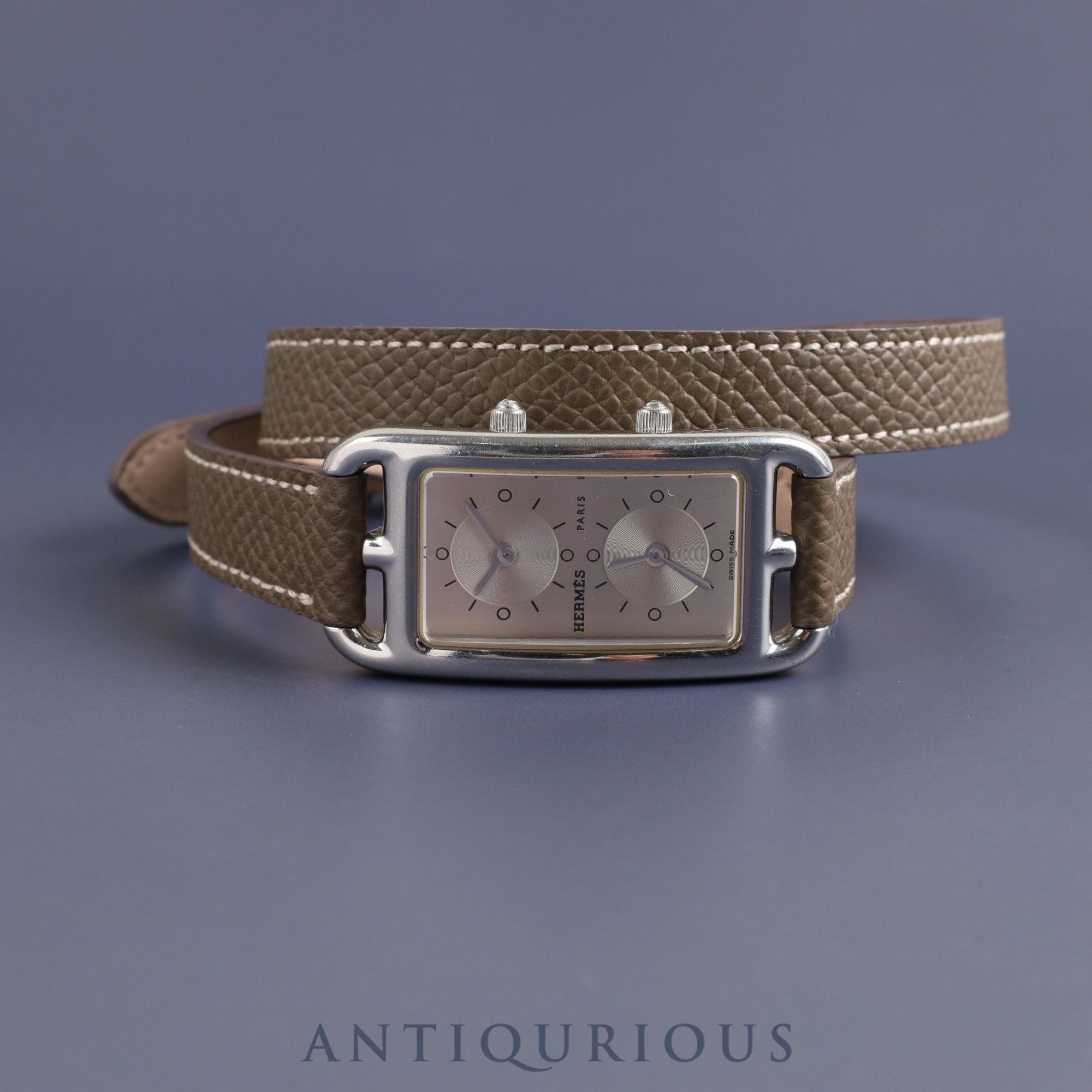 Hermes Cape Cod Dezone CC3-210 Quartz Cal.E01001 SS Leather Genuine Buckle (SS) Silver Dial Box Warranty (2014) Overhauled