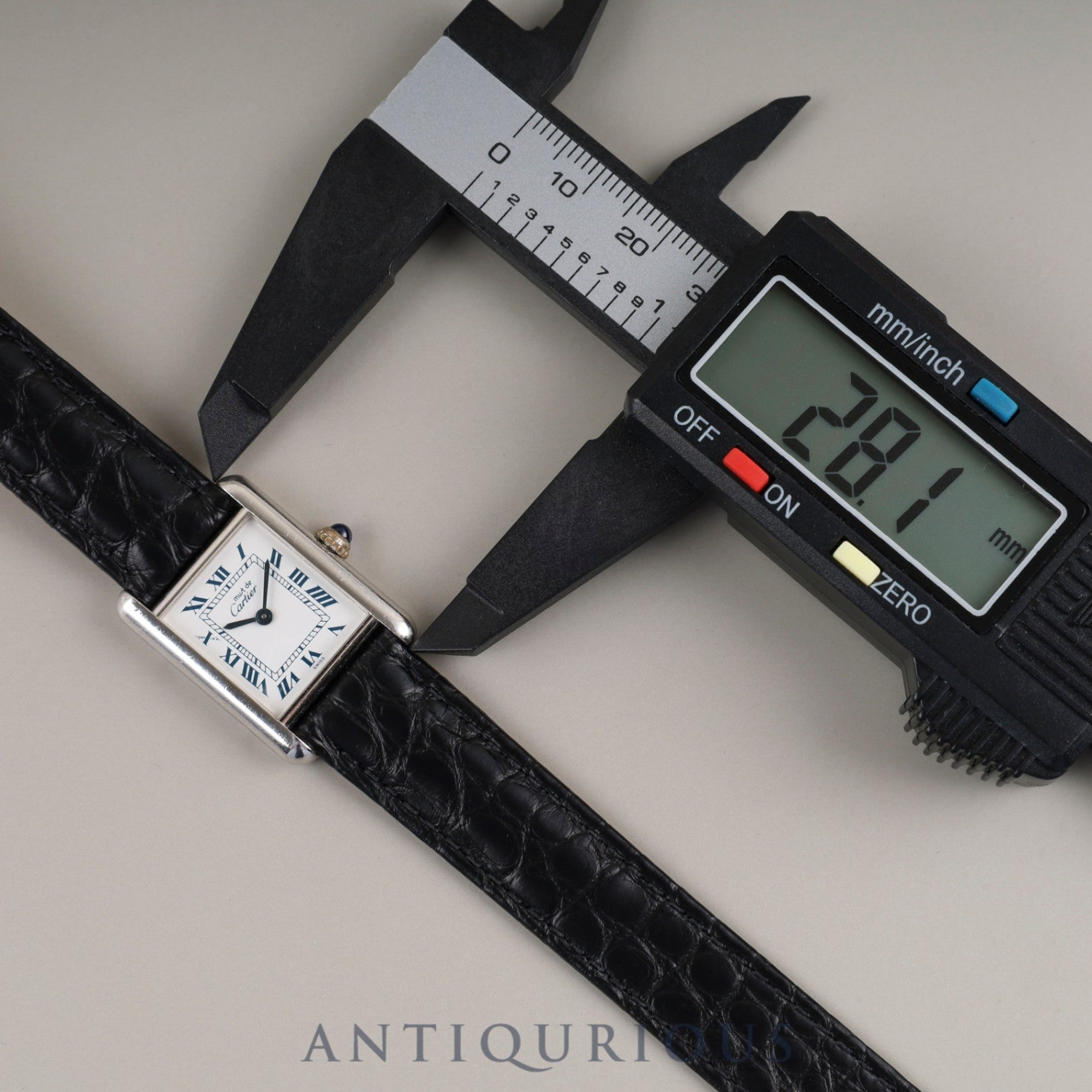 Cartier Must Tank SM 1614 Quartz Caliber 057 SV925 Leather Strap with Genuine D-Buckle (Stainless Steel) White Roman Dial Overhauled
