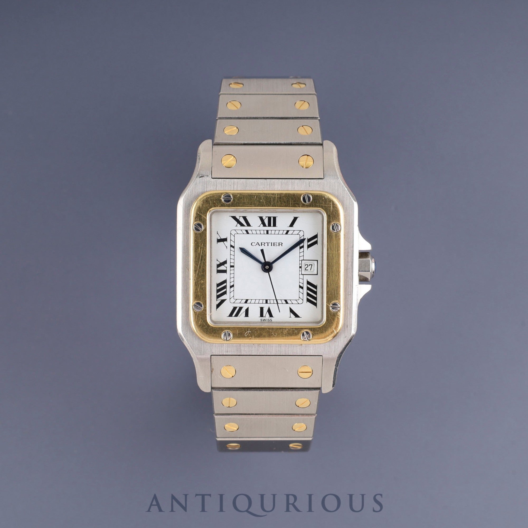 カルティエ サントス ガルベ LM AC 23.80 gr OR 0.750 4.05 gr /2961 自動巻き Cal.2671 SS/YG SS/YG ホワイトローマン文字盤 箱 冊子 保証書 カルティエ修理明細(2002年) オーバーホール済み