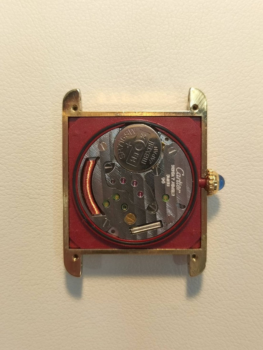 カルティエ マストタンク SM 手巻き Cal.90 SV925 革 純正尾錠(GP)アイボリーローマン文字盤 オーバーホール済み