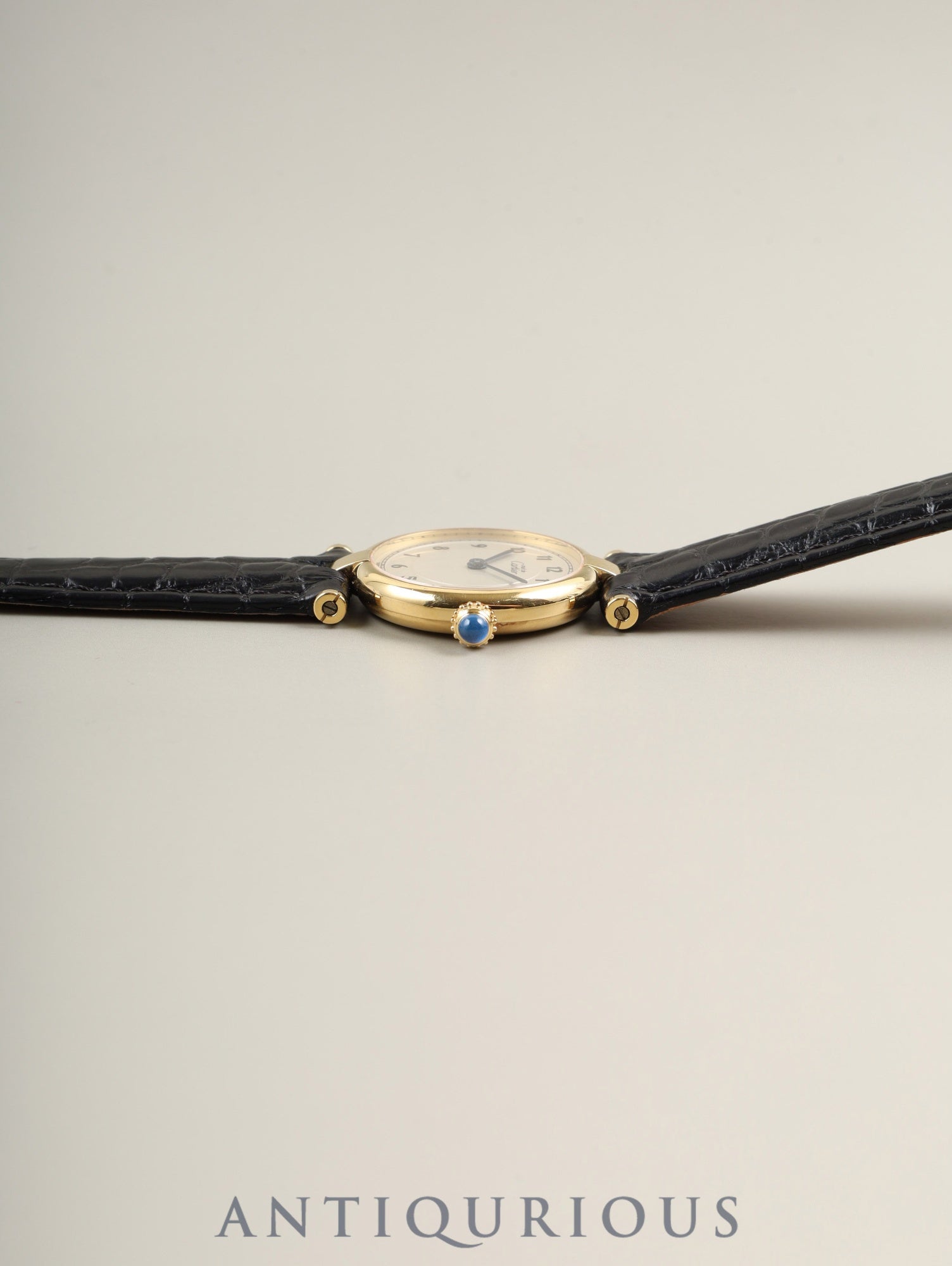 Cartier Must Vendôme VLC SM 590004 Quartz Caliber 90 SV925 Leather Strap with Genuine D-buckle (GP) Arabic Dial Overhauled