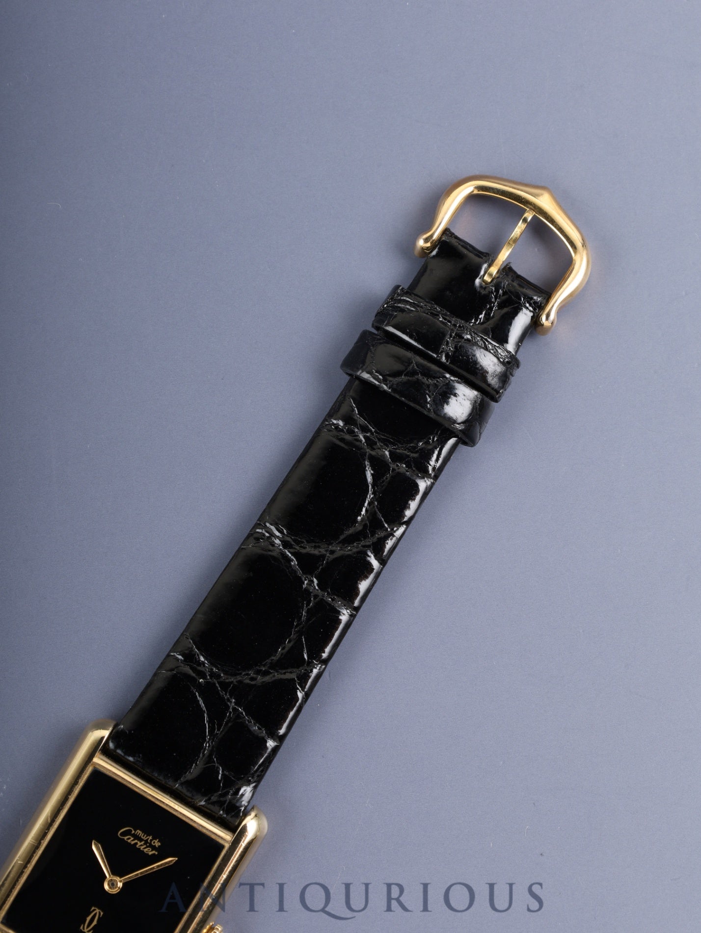 カルティエ マストタンク LM 6 手巻き Cal.78-1 SV925 革 純正ピンバックル(GP)オニキス文字盤(SWISS表記 )オーバーホール済み