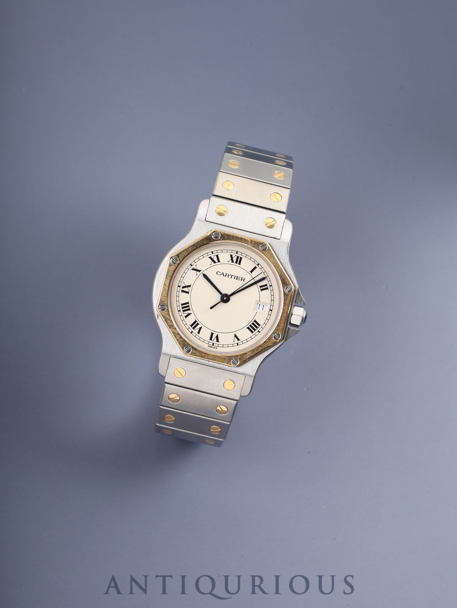 カルティエ サントス オクタゴン LM W2001583 / 187902 クォーツ Cal.687 SS×YG SS×YG アイボリーローマン文字盤 オーバーホール済み