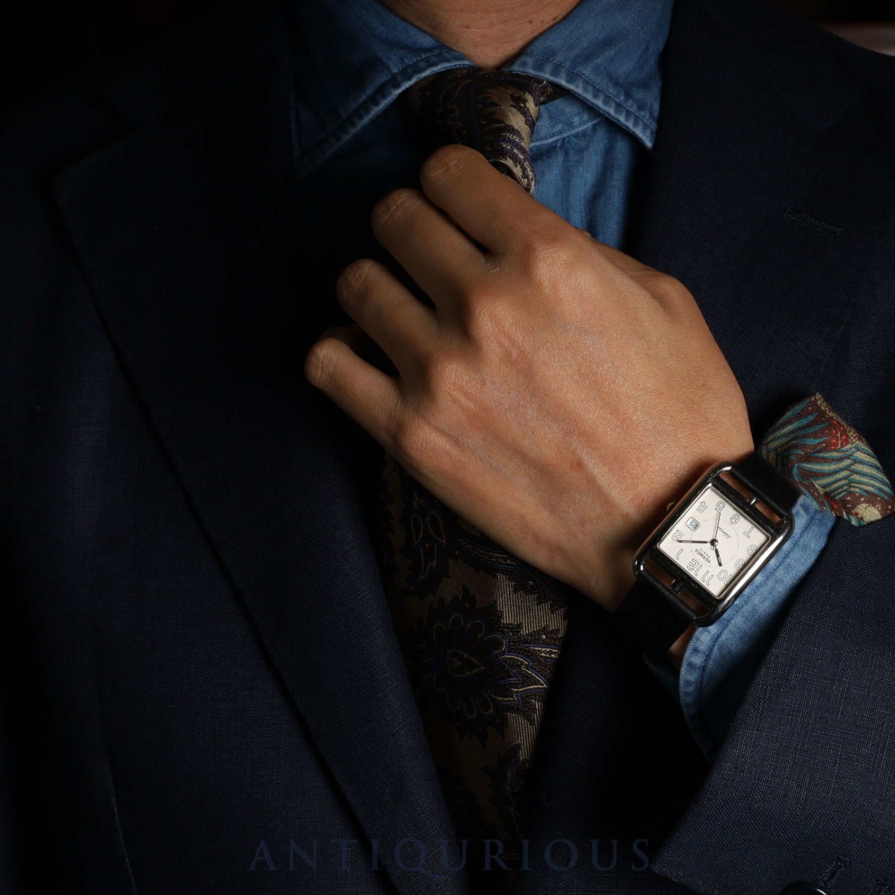 Hermès Cape Cod CC1.710 Automatic Watch, Stainless Steel, Leather, Genuine Buckle (Stainless Steel), Silver Dial, Overhauled