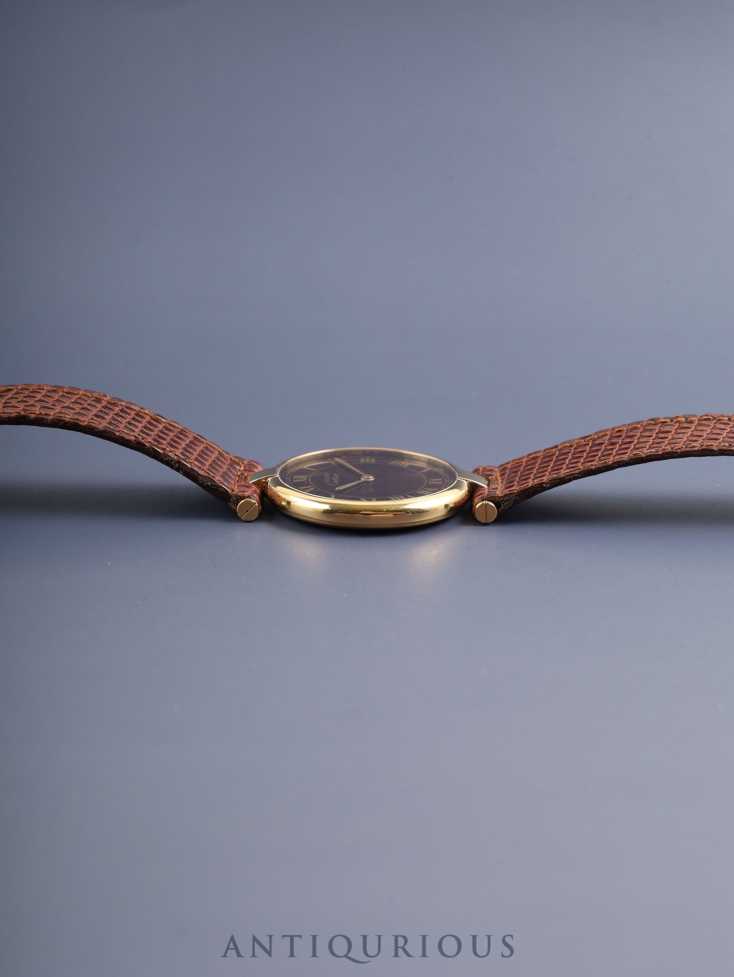 カルティエ マスト ヴァンドーム VLC LM 17 クォーツ Cal.81 SV925 純正革ベルト 純正尾錠(GP) ブラウンローマン文字盤 箱 保証書(1988年)オーバーホール済み